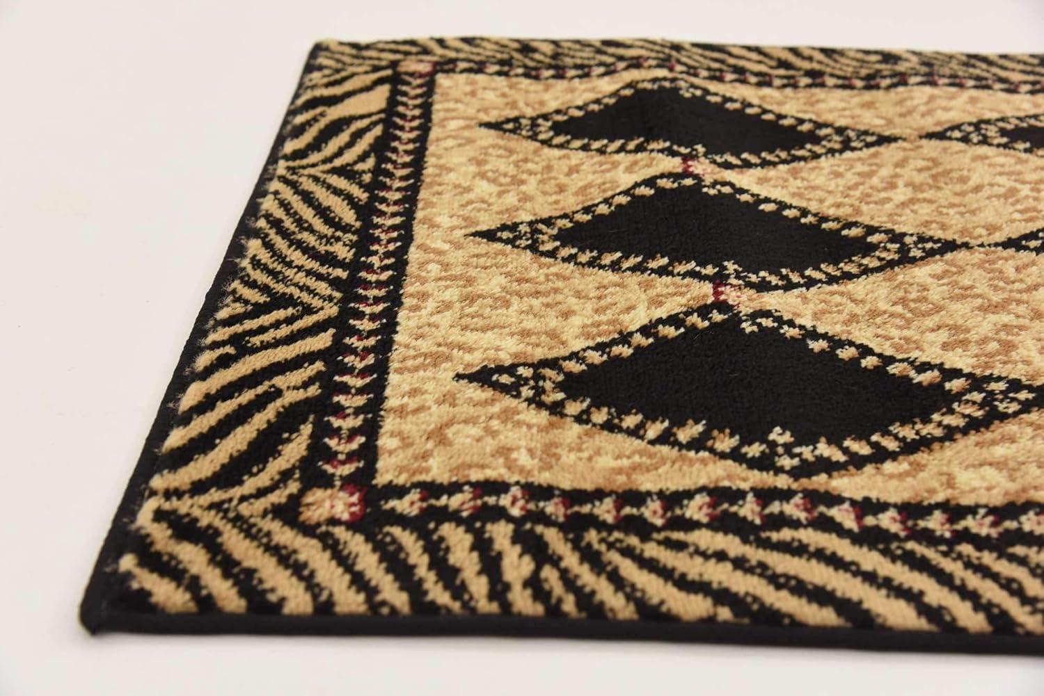 Unique Loom Wildlife Collection Area Rug - Ocelote (2' 7" x 10' Runner Light Brown/Black)