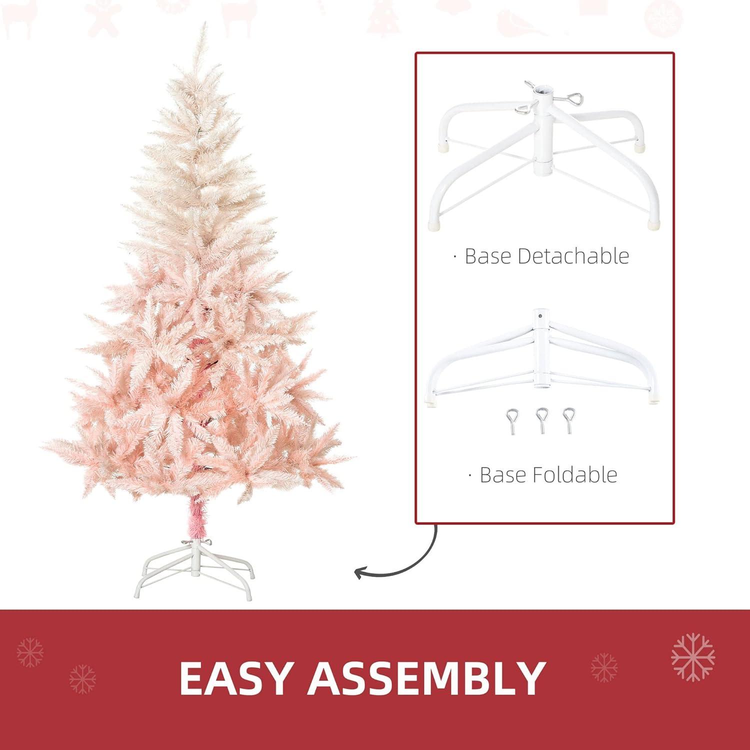 HOMCOM 7ft Unlit Spruce Artificial Christmas Tree with Realistic Branches and 1000 Tips, Pink