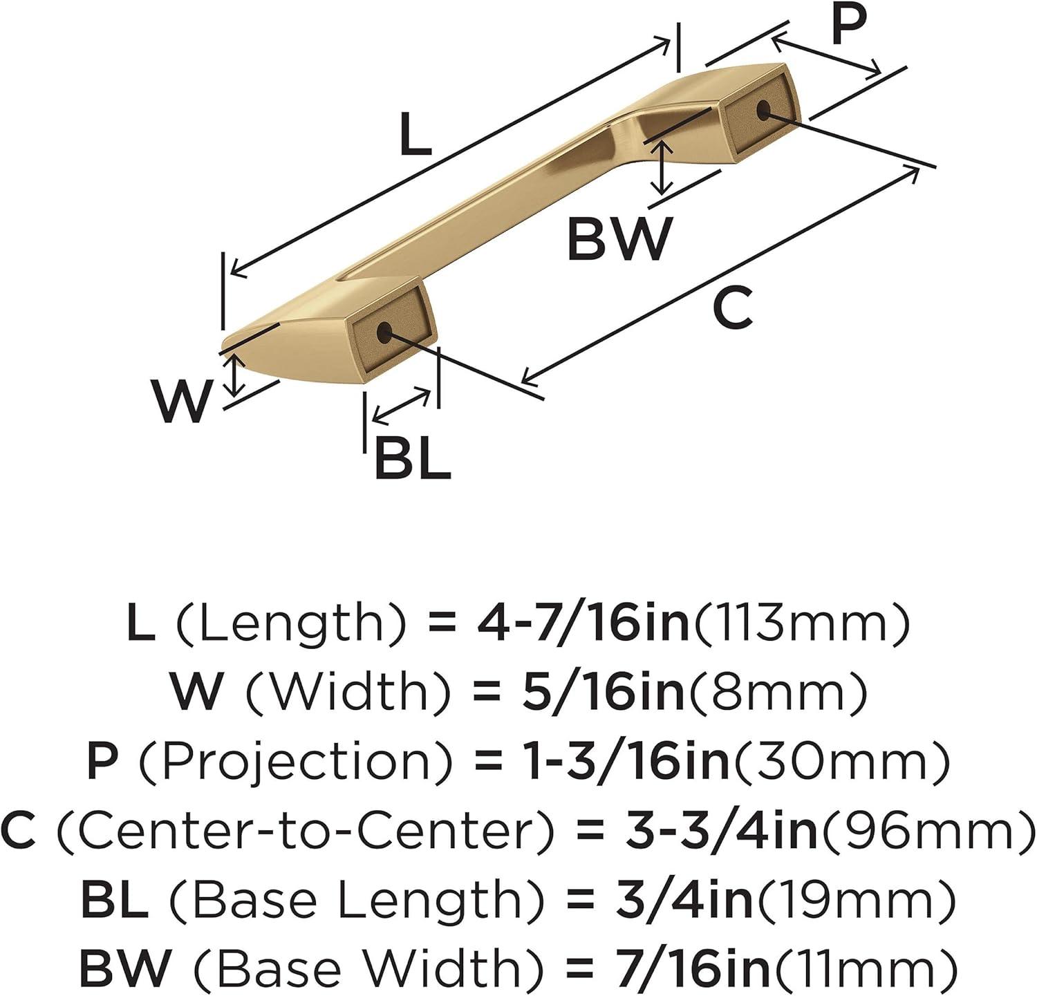 Amerock Riva 3-3/4 inch (96mm) Center-to-Center Champagne Bronze Cabinet Pull