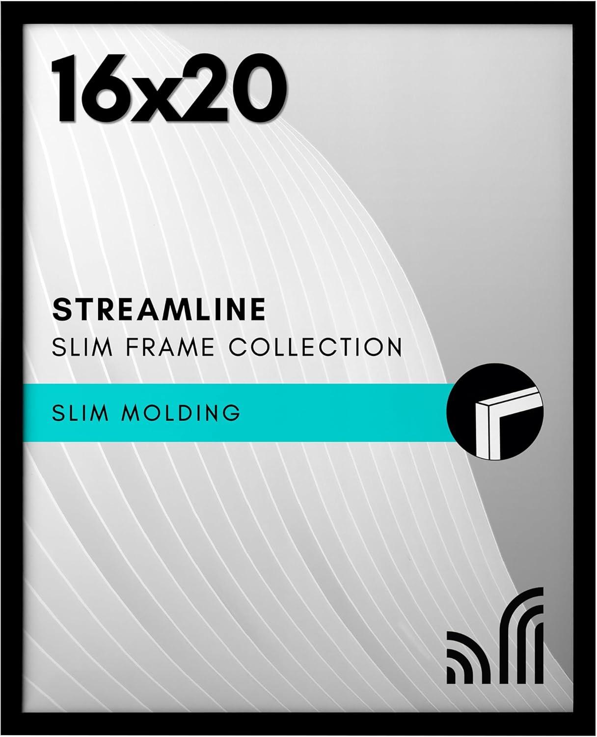 Americanflat 16x20 Poster Frame with Polished Plexiglass - Streamline Collection - Thin Border Picture Frame for Wall Display - Black
