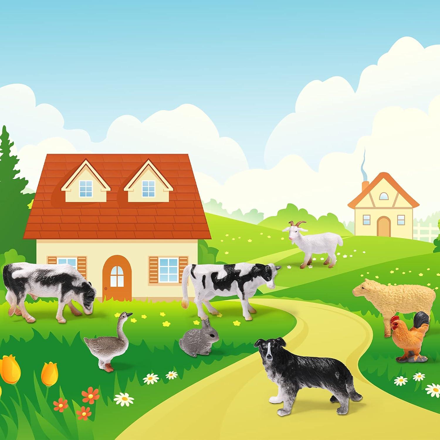 Sumind Namalu 16 Pcs Animal Figures Toys Realistic Jungle Animal Figurines Mini Learning Educational Playset Farm Cake Topper Ornaments for Easter Egg Fillers Birthday Christmas Farm Themed Party