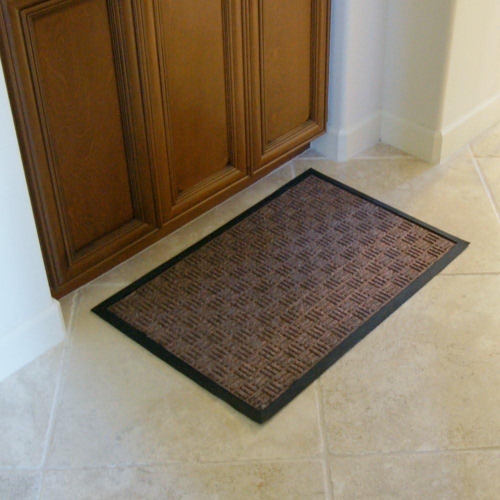 Rubber-Cal "Wellington" Rubber Backed Carpet Doormat - 16 x 24 inches - Tan Polypropylene Mat