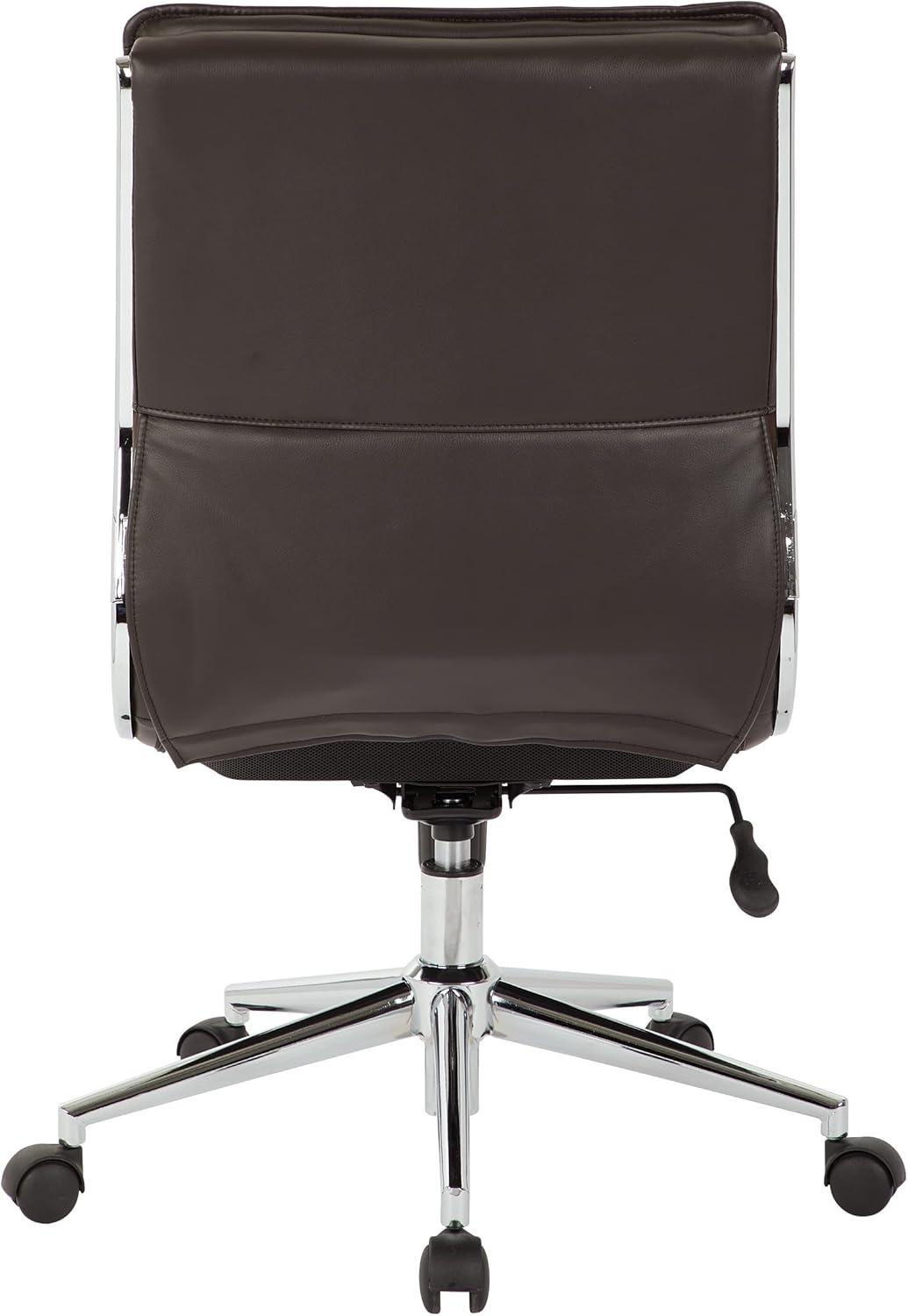 Espresso Executive Swivel Office Chair with Leather and Metal Base