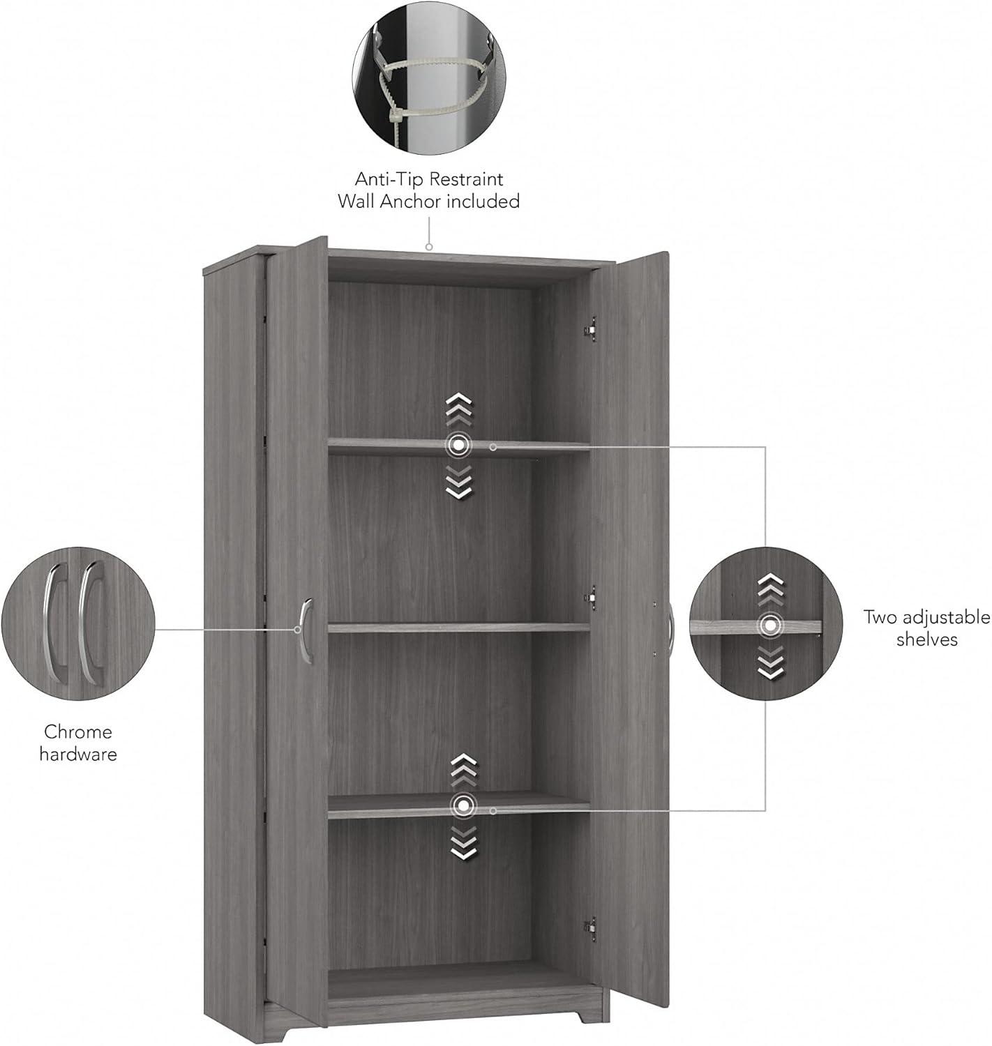 Cabot Tall Bathroom Storage Cabinet with Doors in Modern Gray - Engineered Wood