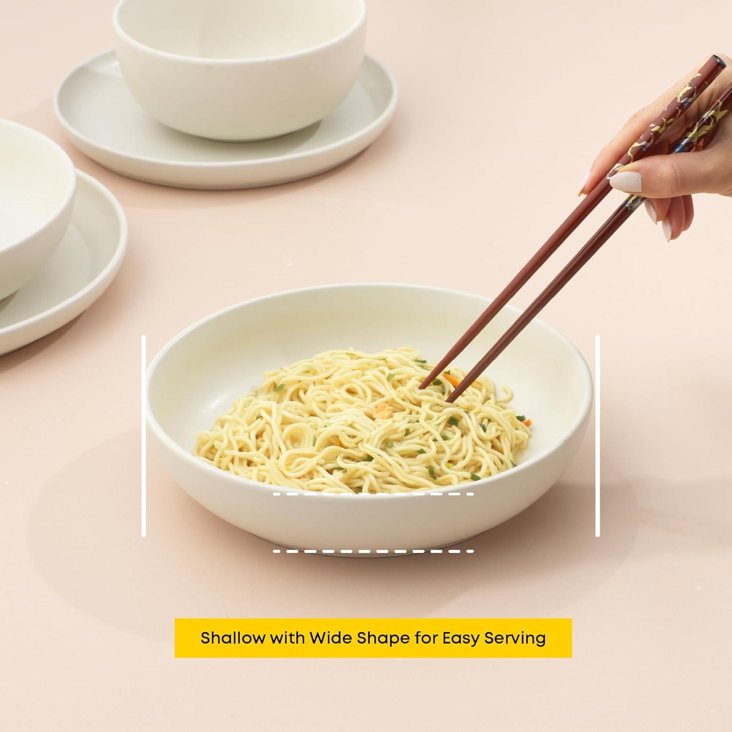 JoyJolt JoyJolt Mesa 4pc Stoneware Pasta Bowl set, 40oz (Set of 4)