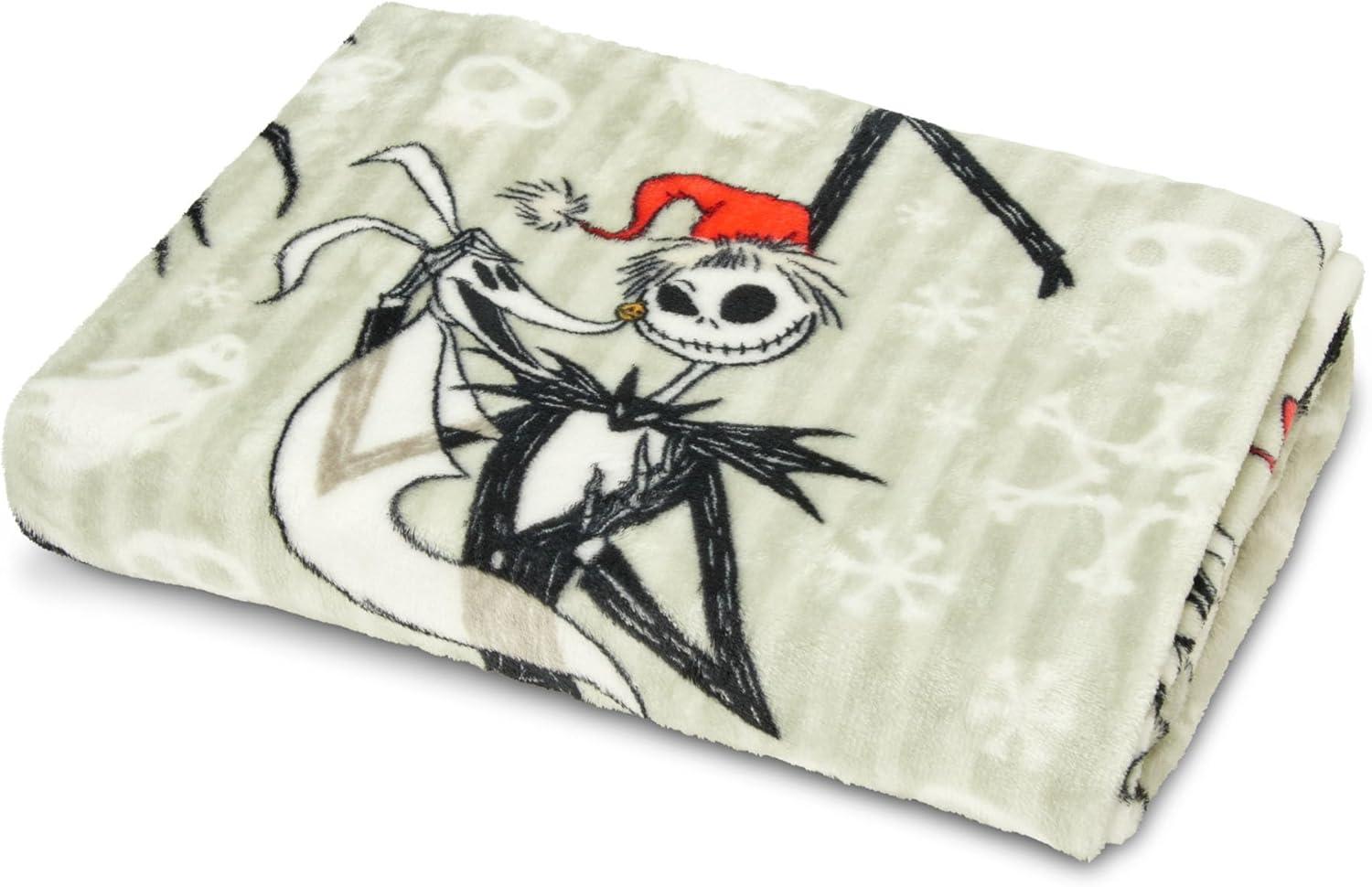 Nightmare Before Christmas Ghostly Holiday Disney Silk Touch Throw Blanket, 50 x 70 inches Grey