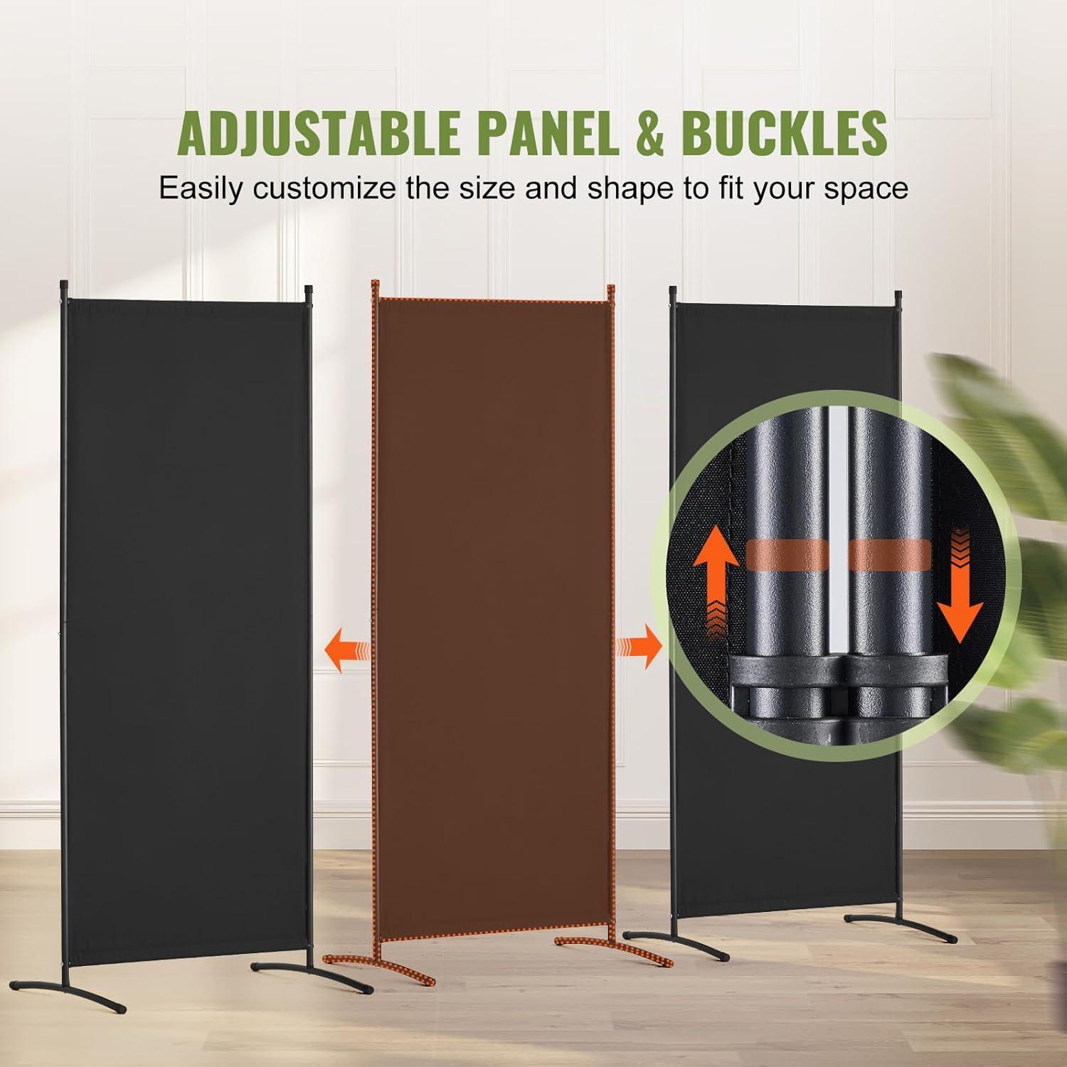 Vevor BLPF10271INC0V93EV0 102 x 71 in. 3-Panel Room Dividers & Folding Privacy Screens, Fabric Partition - Black