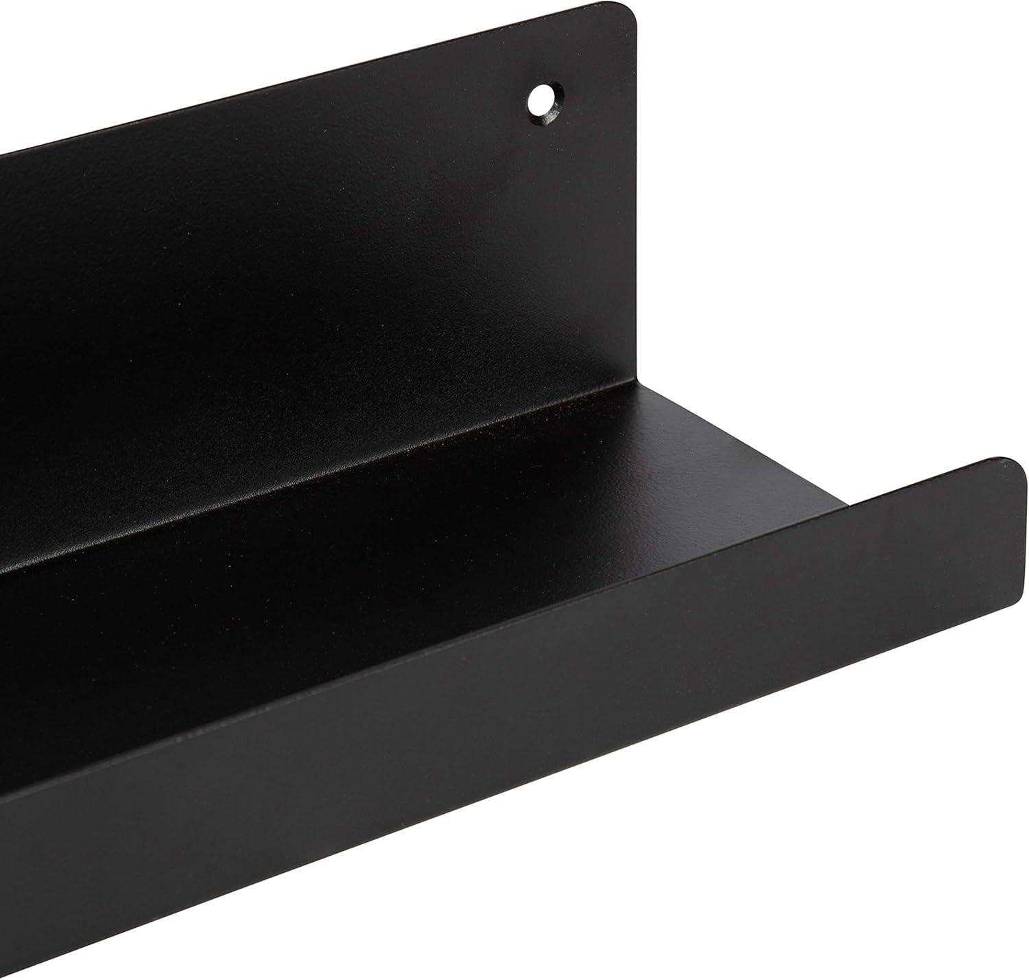 Kate and Laurel Mezzo Modern Metal Ledge Shelf Set, Black 2 Piece