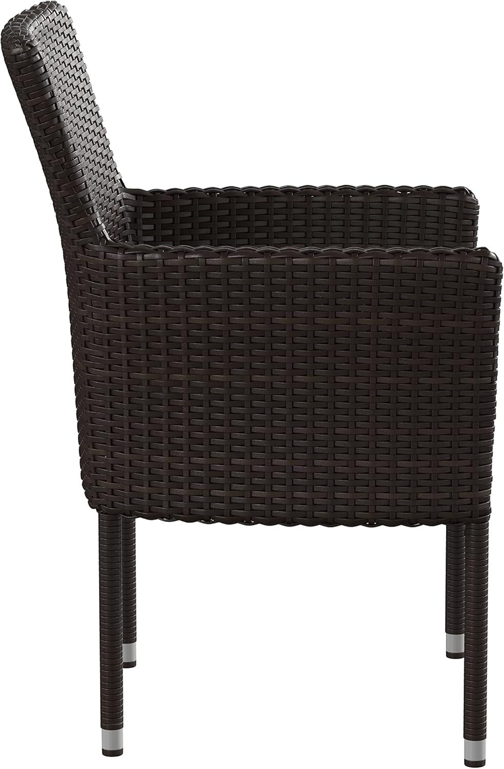Flash Furniture Maxim Modern Espresso Wicker Patio Armchairs for Deck or Backyard, Fade and Weather-Resistant Frames and Cream Cushions-Set of 2