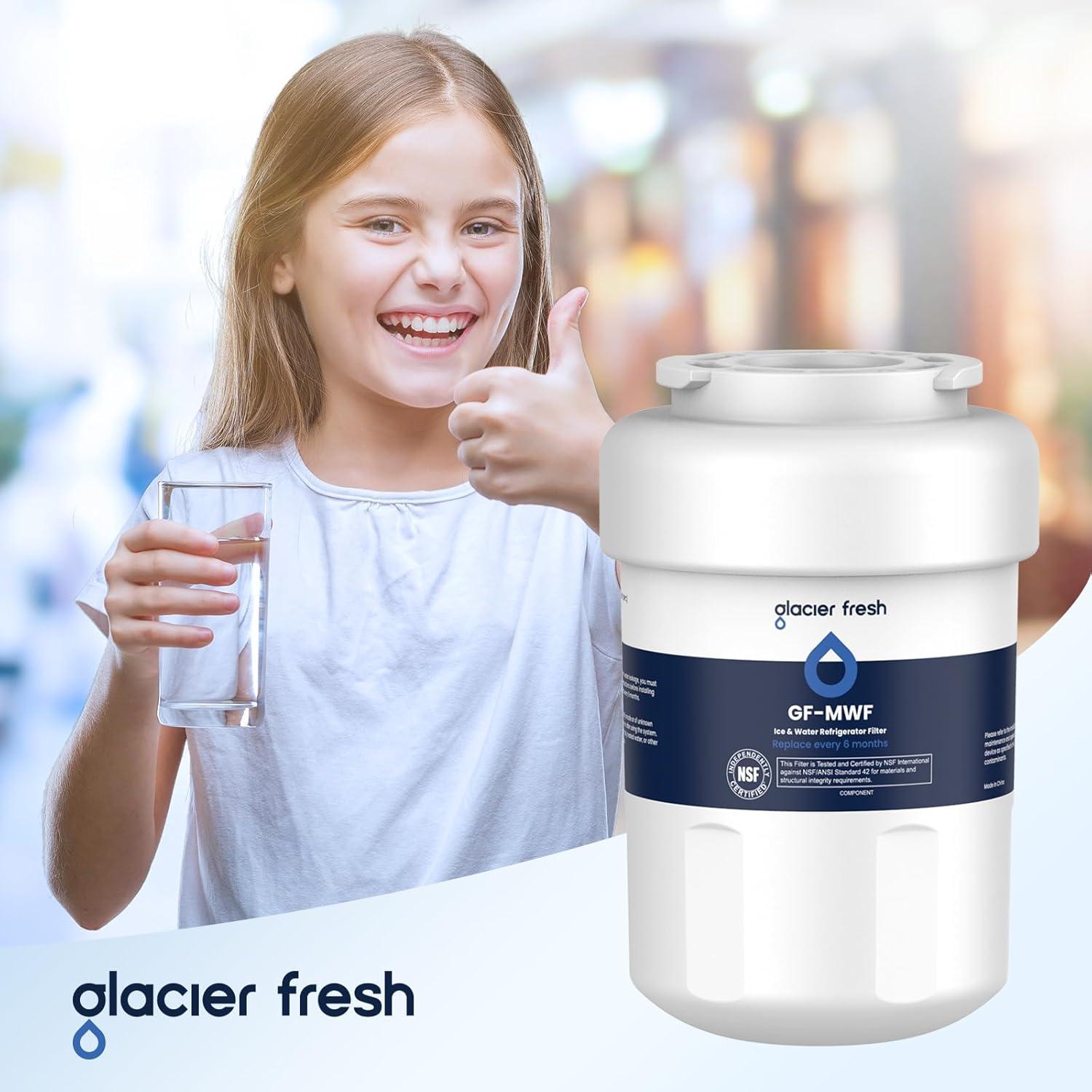 GLACIER FRESH Replacement for MWF Refrigerator Water Filters, SmartWater MWFP, MWFA, GWF, HDX FMG-1, WFC1201, RWF1060, 197D6321P006, 1 Pack