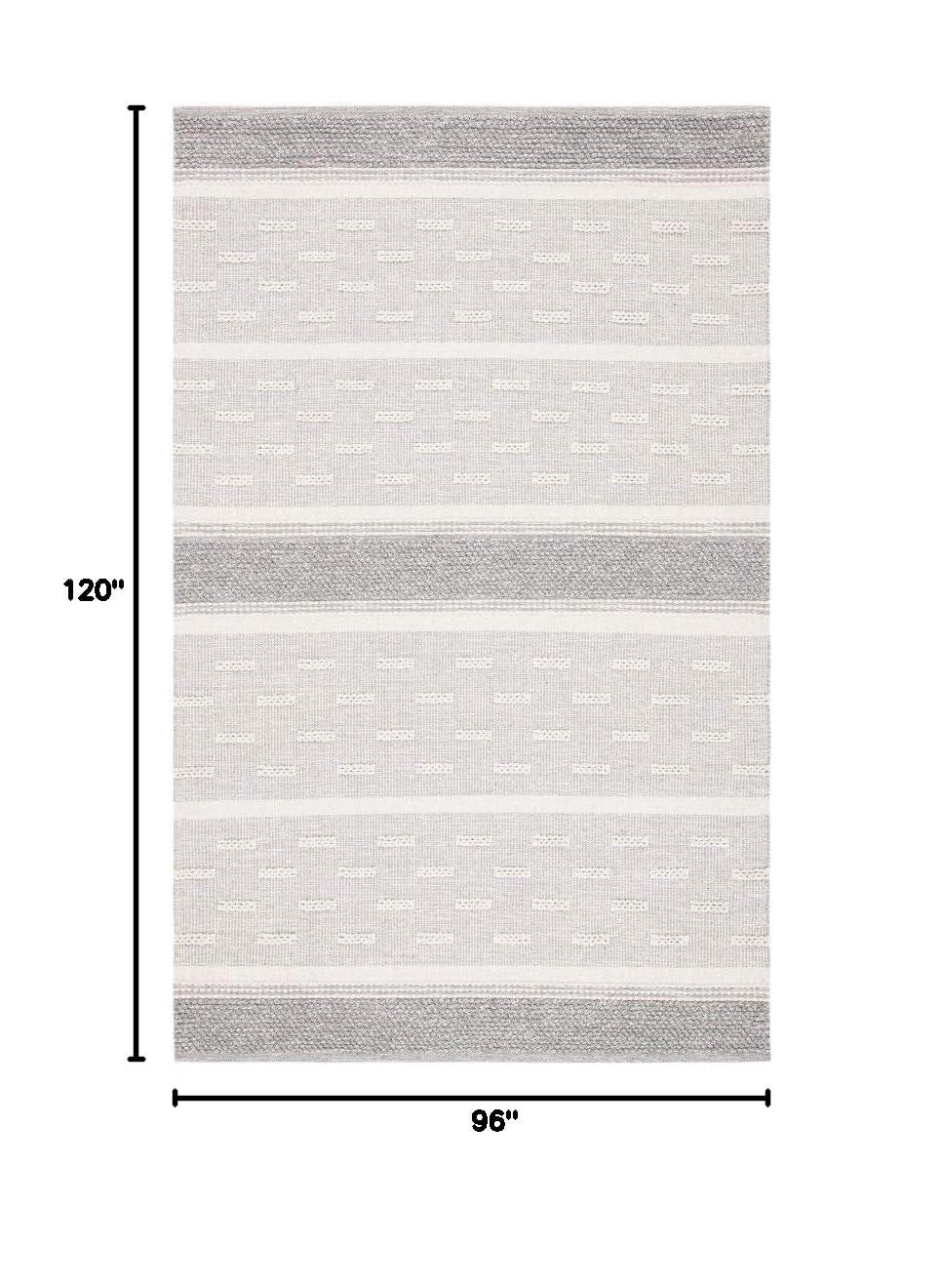 Striped Kilim STK519 Hand Woven Area Rug - Ivory/Grey - 8'x10' - Safavieh.