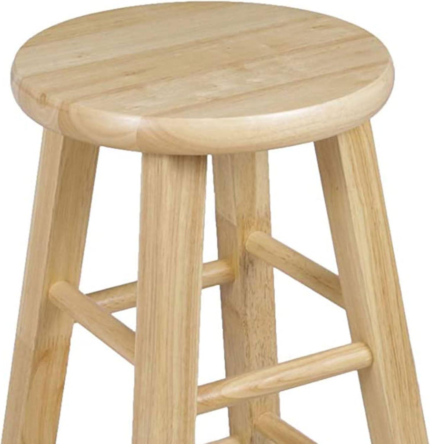 Adjustable Backless Natural Brown Wooden Counter Stool, 24 Inch, Set of 2