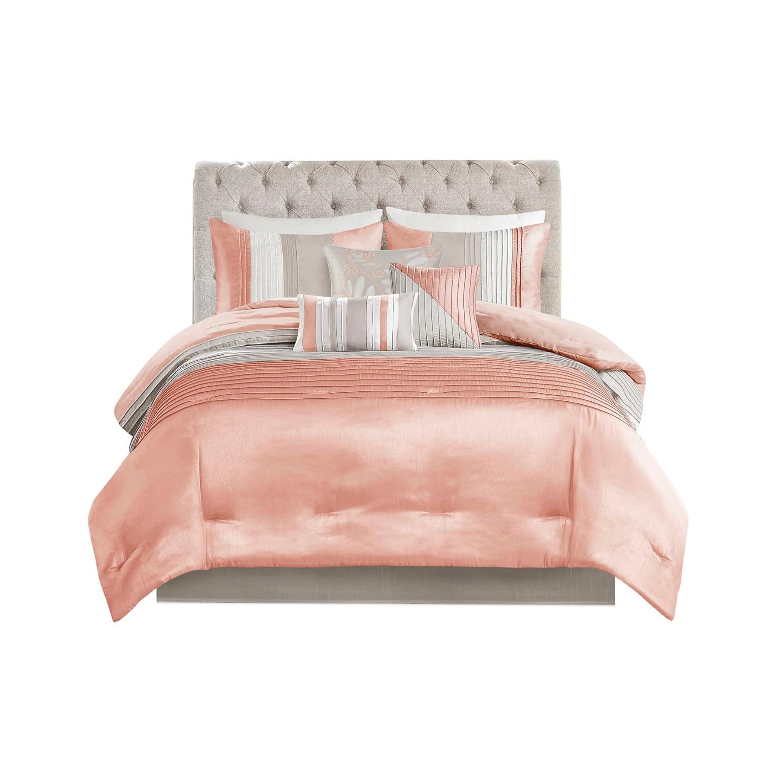 Madison Park Amherst 7 Piece Striped and Pleated Comforter Set