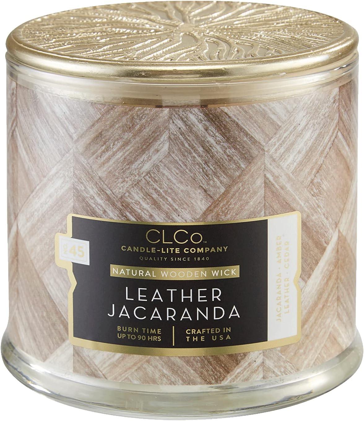 Candle Lite 260471 14 oz Leather Jacaranda Wood Wick Candle