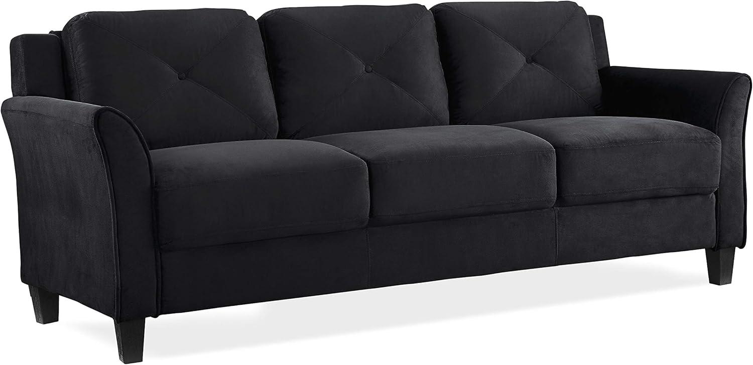 LifeStyle Solutions Hartford Modern Microfiber Sofa in Black