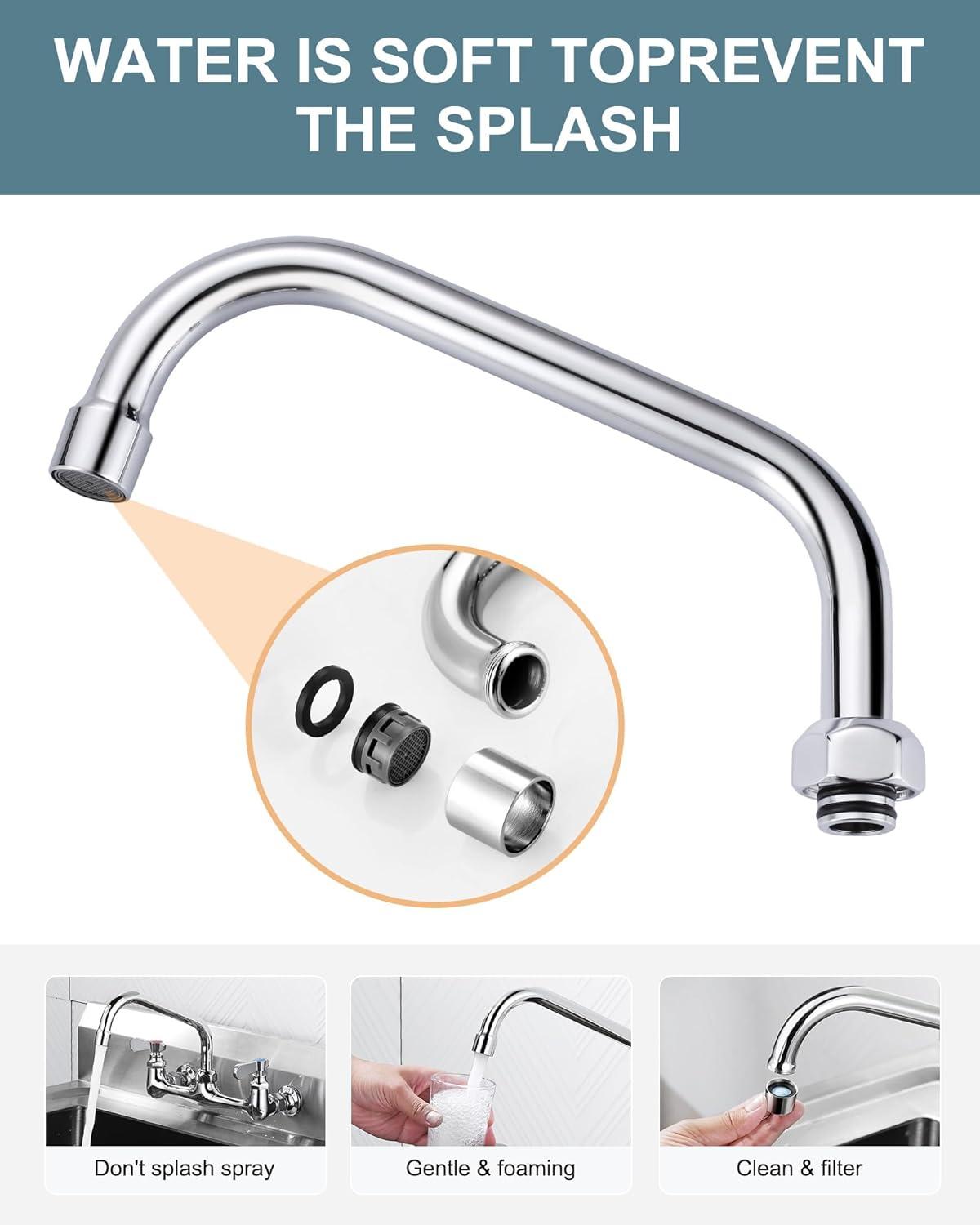 8" Faucet Swing Spout Replacement In Polished Chrome-G3/4 Internal Thread