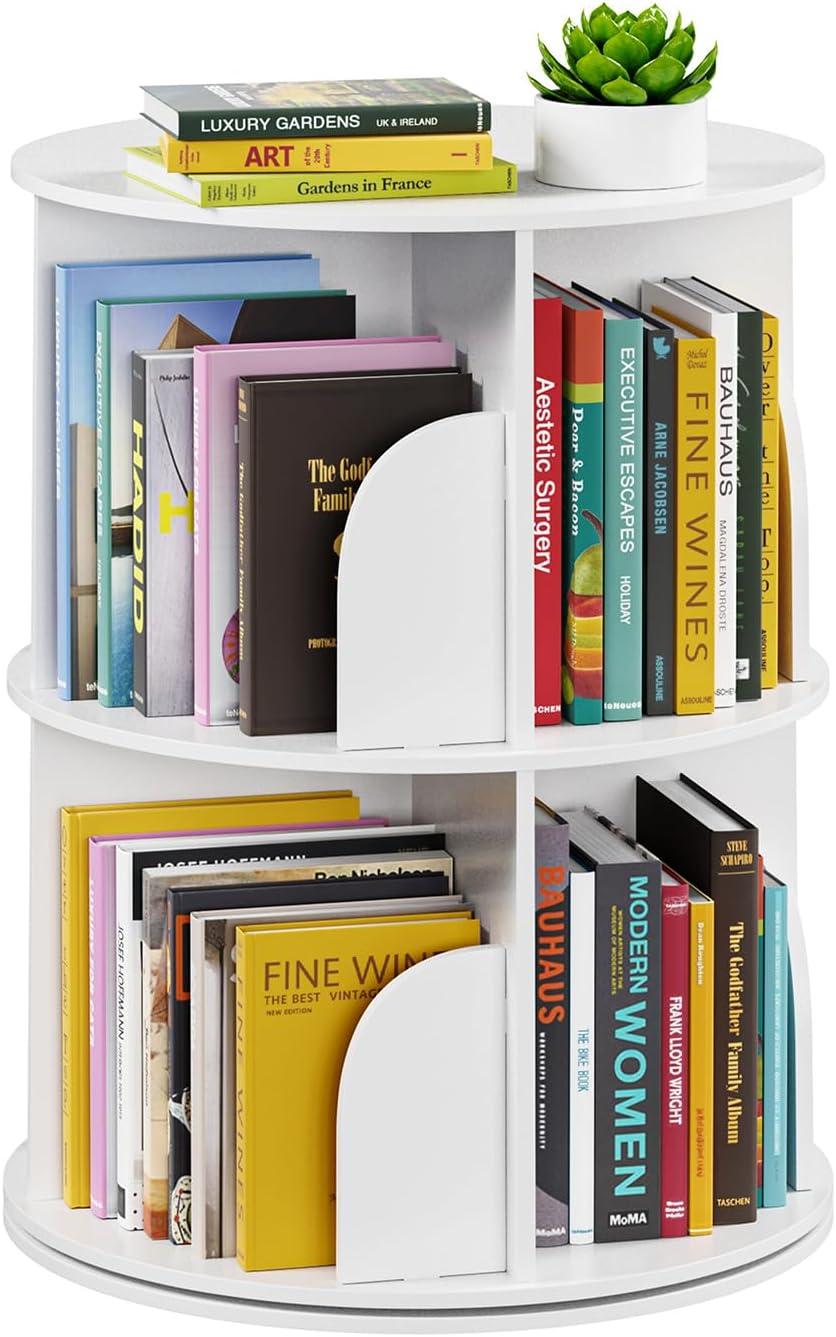 SpaceAid Rotating Bookshelf Tower, 360° Spinning Bookcase Lazy Susan, Revolving Round Carousel For Book Storage, Vertical Turning Spiral Corner Organizer
