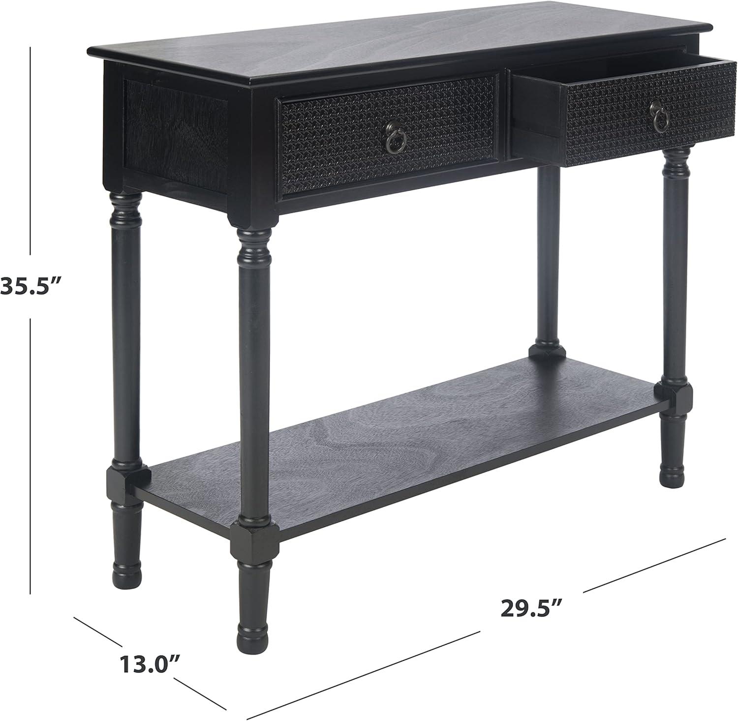 SAFAVIEH Haines Modern 2 Drawer Console Table, Black