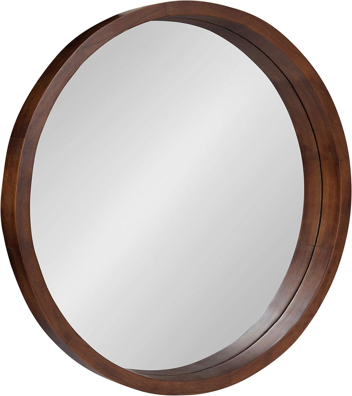 22&#34; x 22&#34; Hutton Round Wood Wall Mirror Walnut Brown - Kate and Laurel