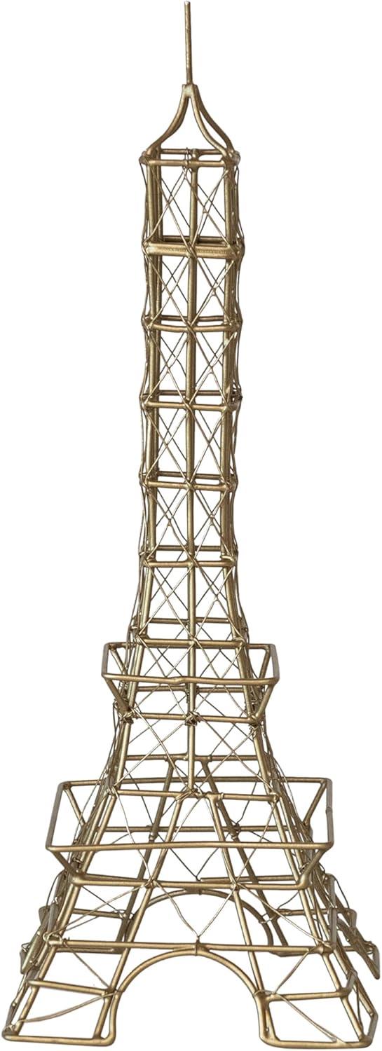 Antique Brass Metal Wire Eiffel Tower Figurine, 13" Height