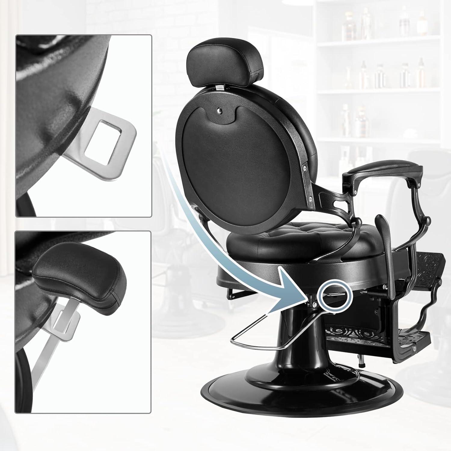 OmySalon Vintage Barber Chair All Purpose Heavy Duty, Hydraulic Recline Salon Beauty Styling Chair Retro, 360 Degree Swivel for Hair Stylist Tattoo