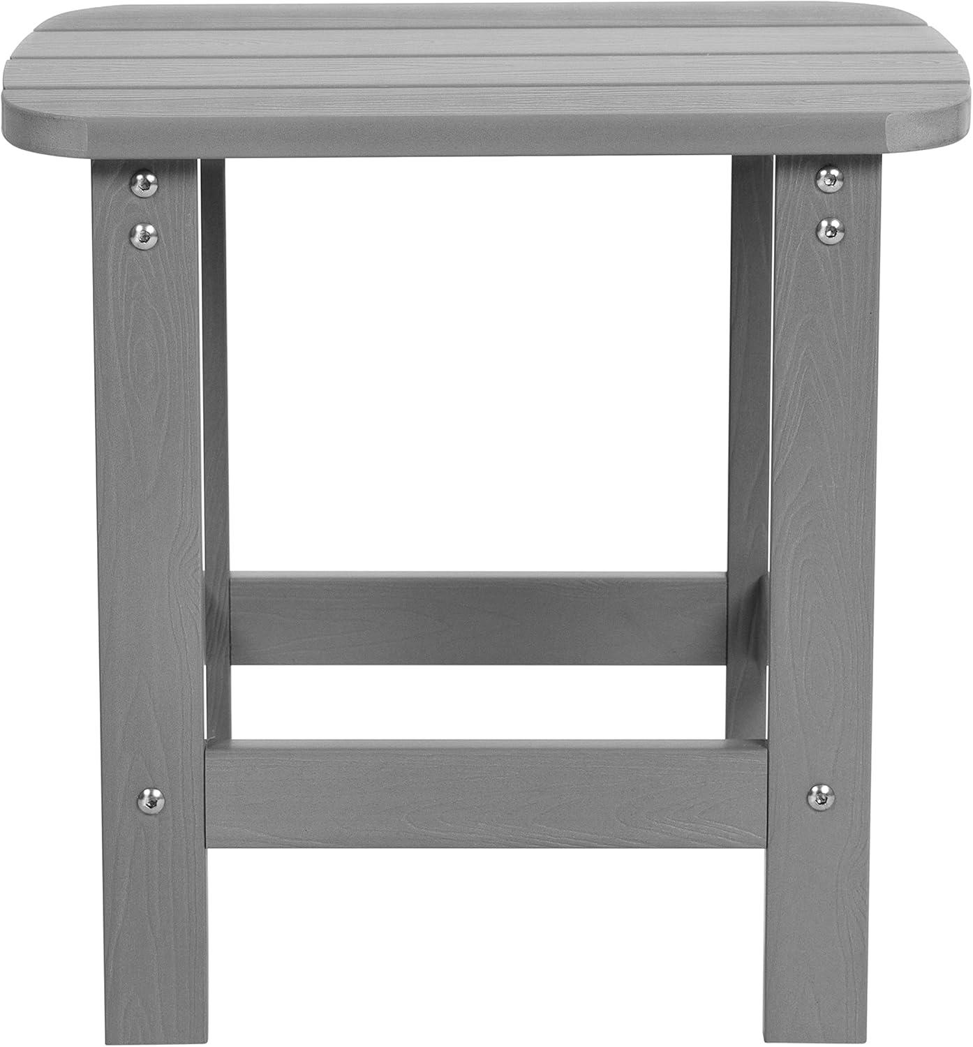 Flash Furniture Set of 2 Savannah All-Weather Poly Resin Wood Adirondack Rocking Chairs with Side Table in Gray