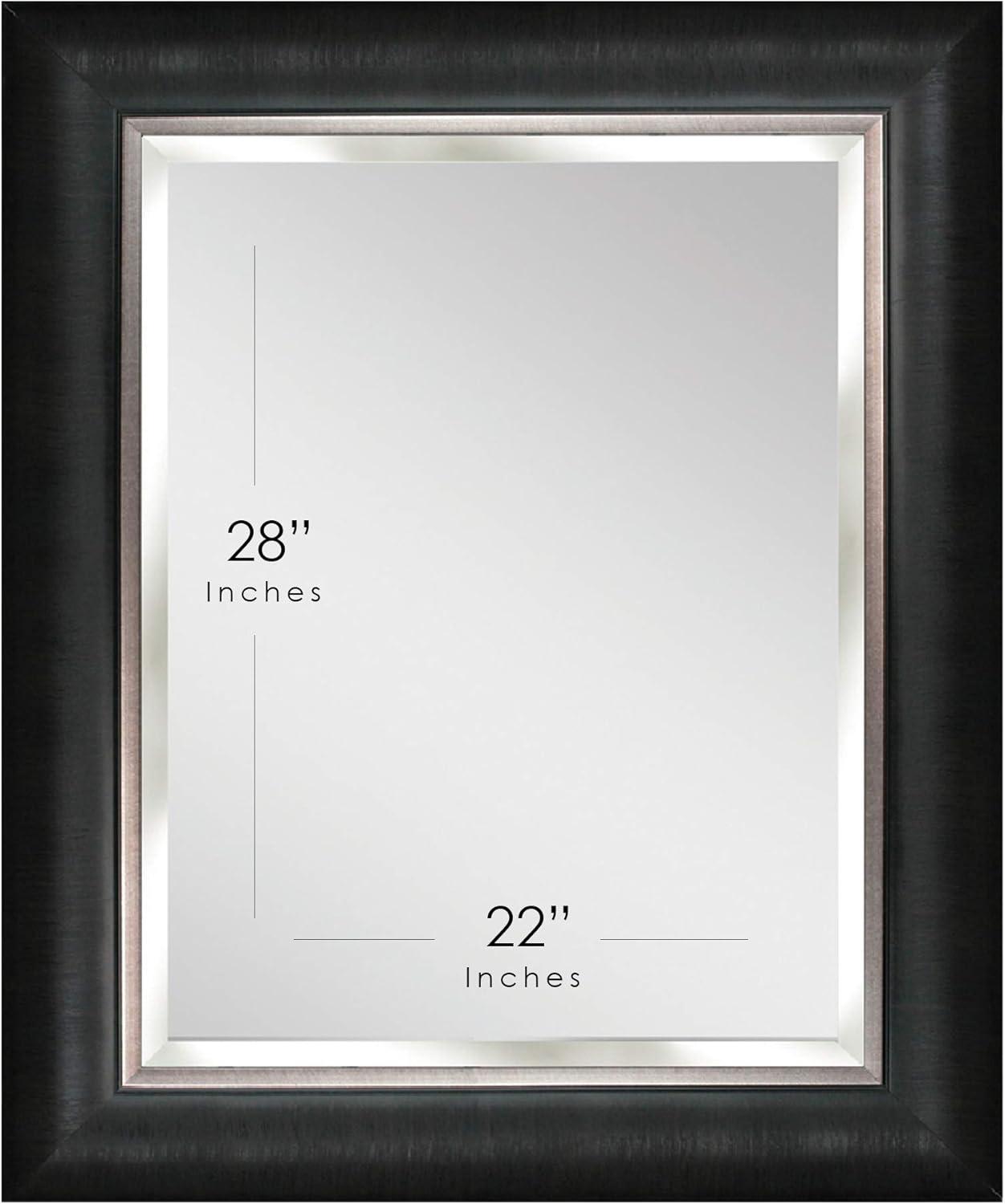 Head West Alderton Black and Silver Framed Beveled Mirror - 34.5" H x 28.5" L X 1" D