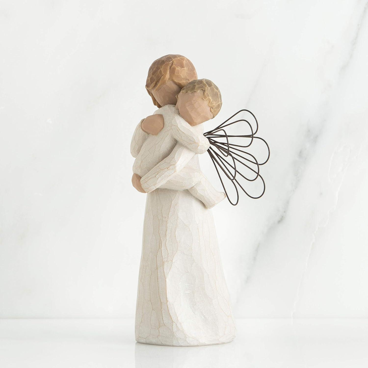 Hand-Painted Cream Resin Angel Figurine with Wire Wings