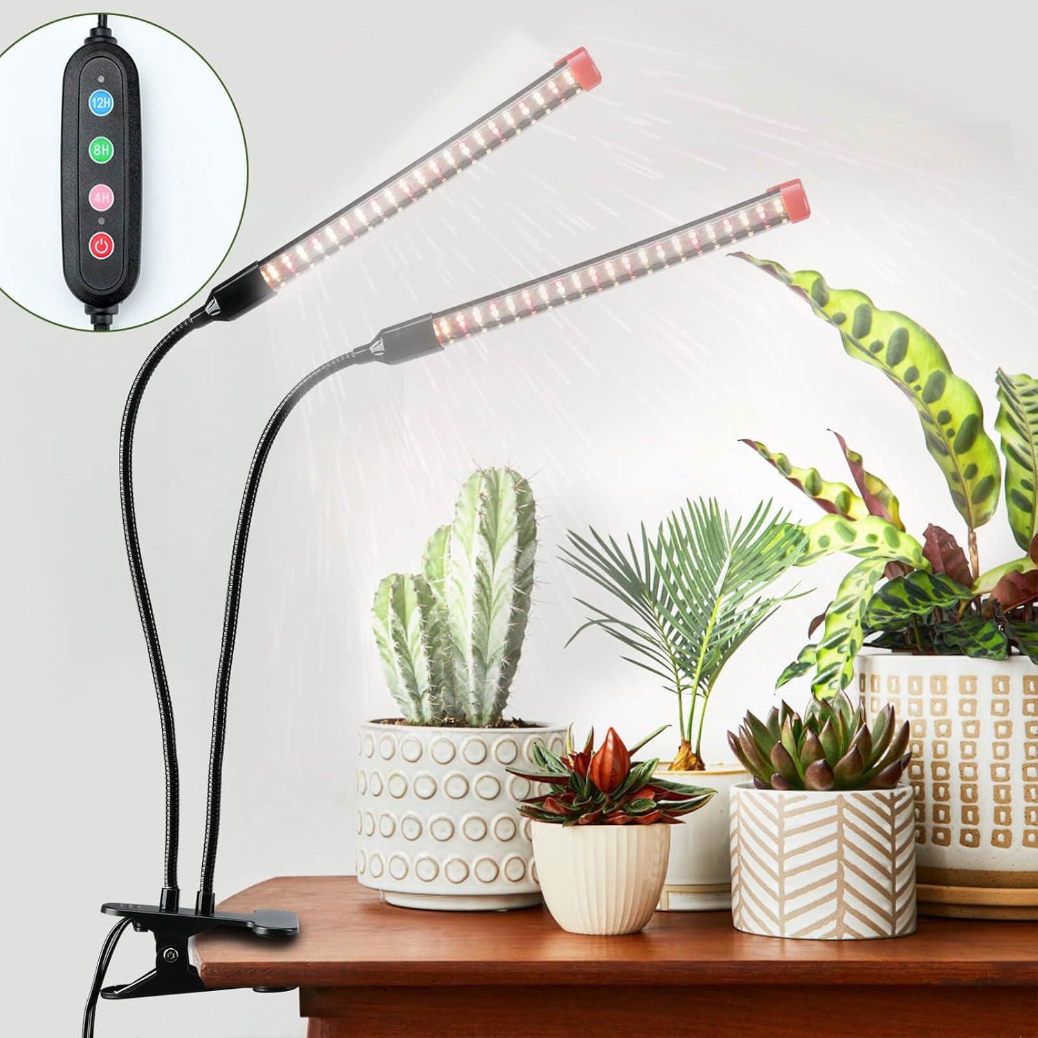 Adjustable Black Dual LED Plant Grow Light with Timer