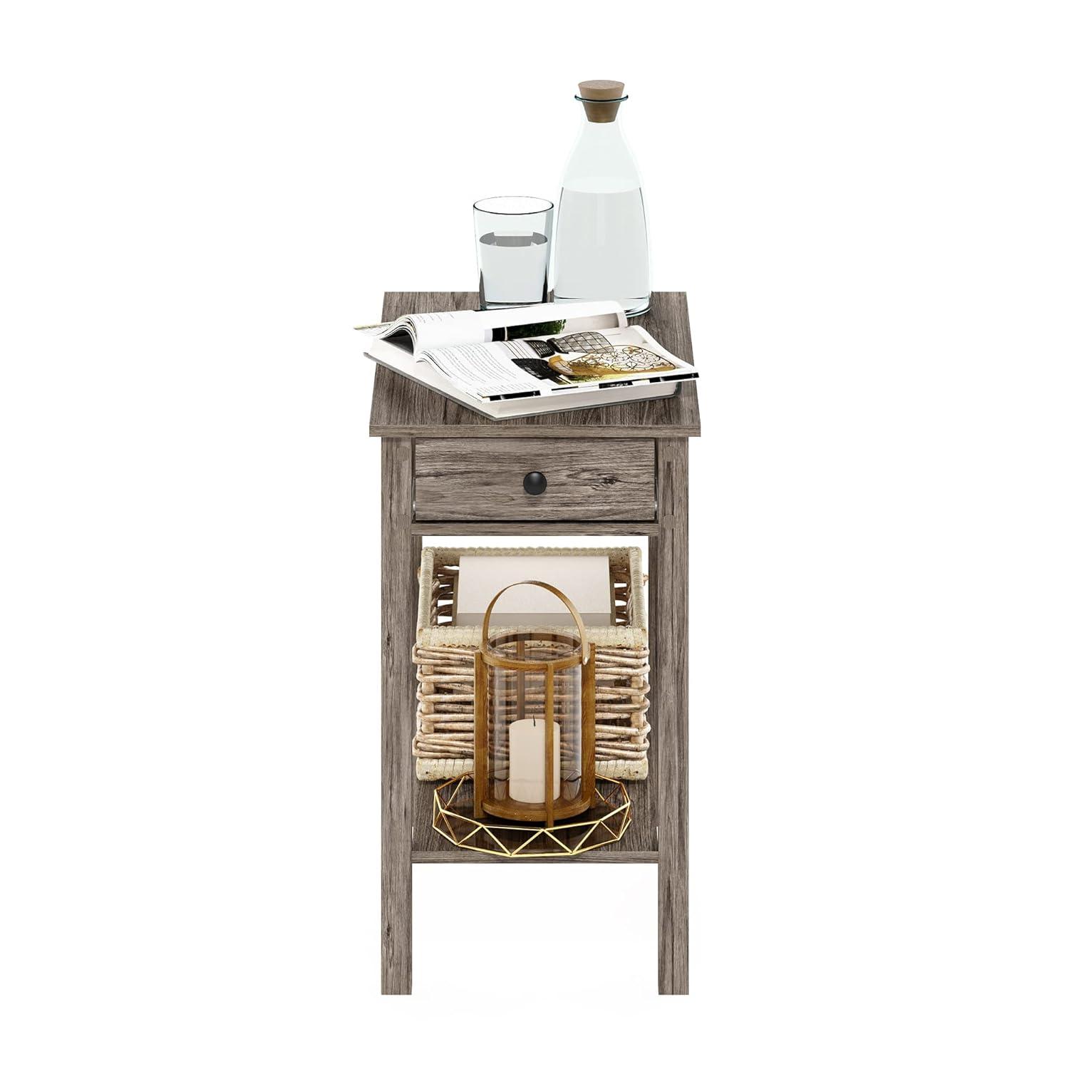 Furinno Montale Rectangular Side Table with Drawer, Rustic Oak