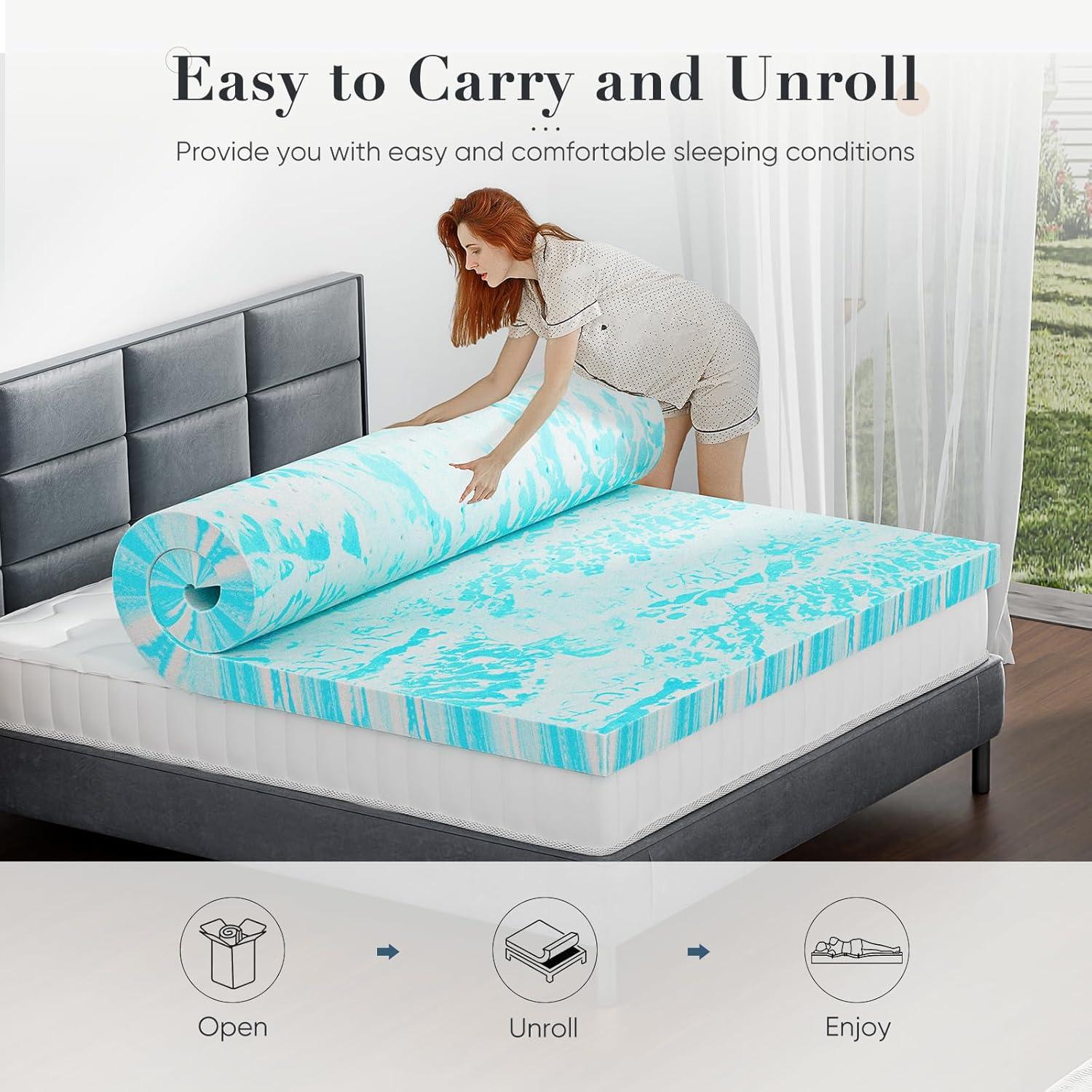 Hangzhou Tomu E-Commerce Co., Ltd. Cooling Touched Reversible 2" Gel Memory Foam Mattress Topper
