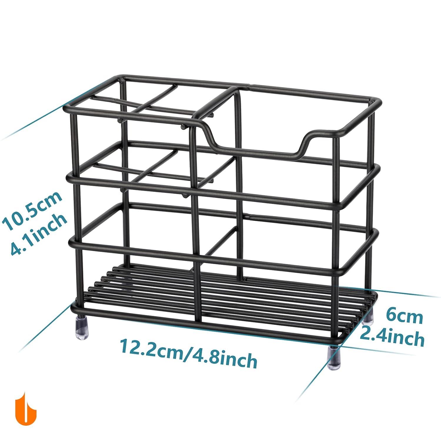 304 Stainless Steel Bathroom Toothbrush Holder Toothpaste Holder Stand Bathroom Accessories Organizer (Black, Small)