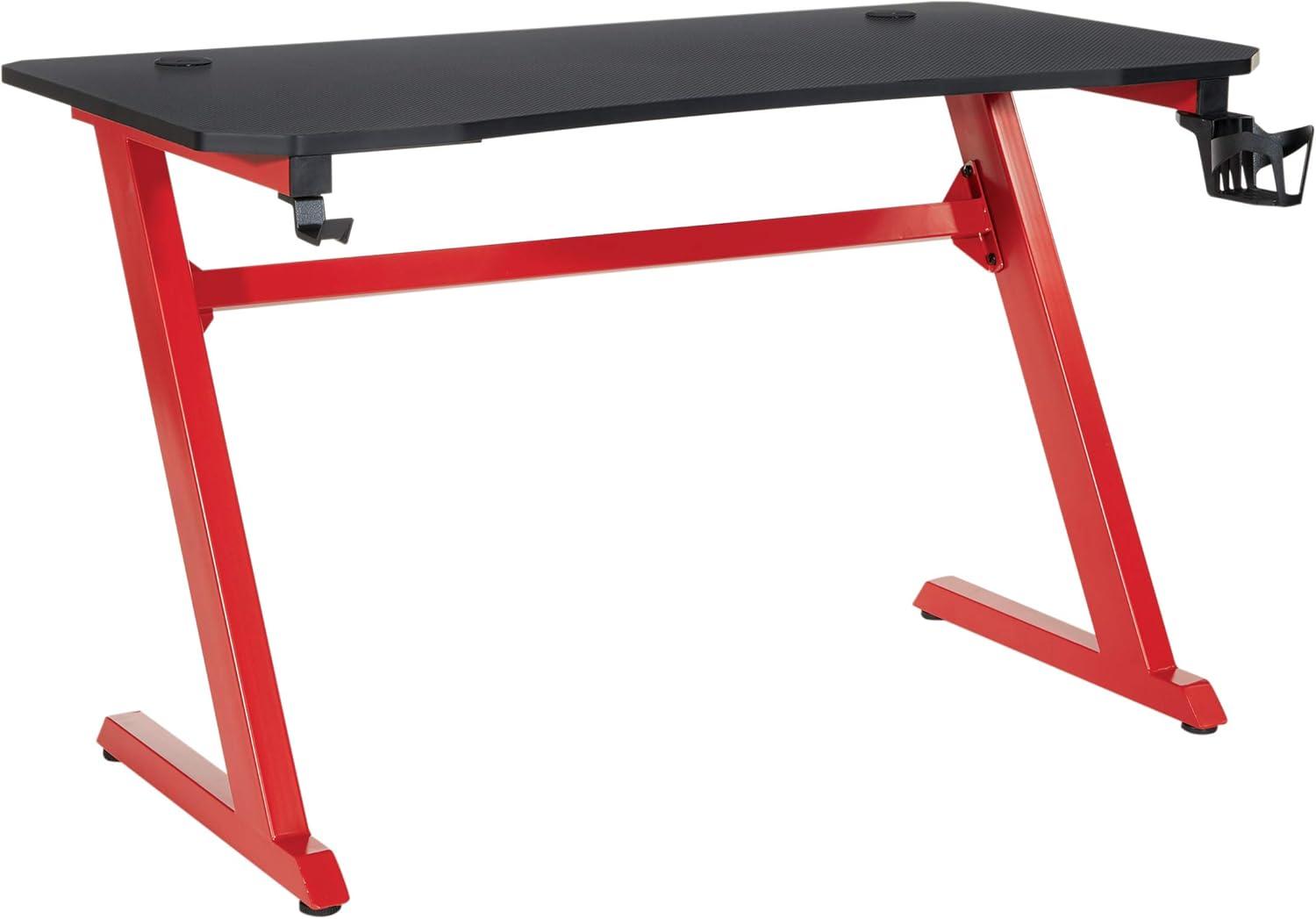 Ghost Battlestation 47'' Matte Black and Red Gaming Desk with Accessories