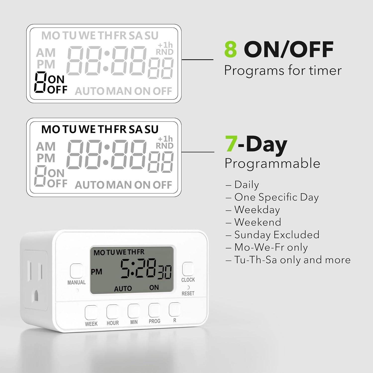 White Digital Programmable Timer with Dual Outlet