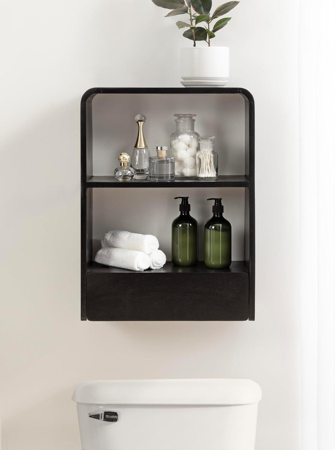 Hokku Designs Wooden Wall Shelf with Storage Drawer
