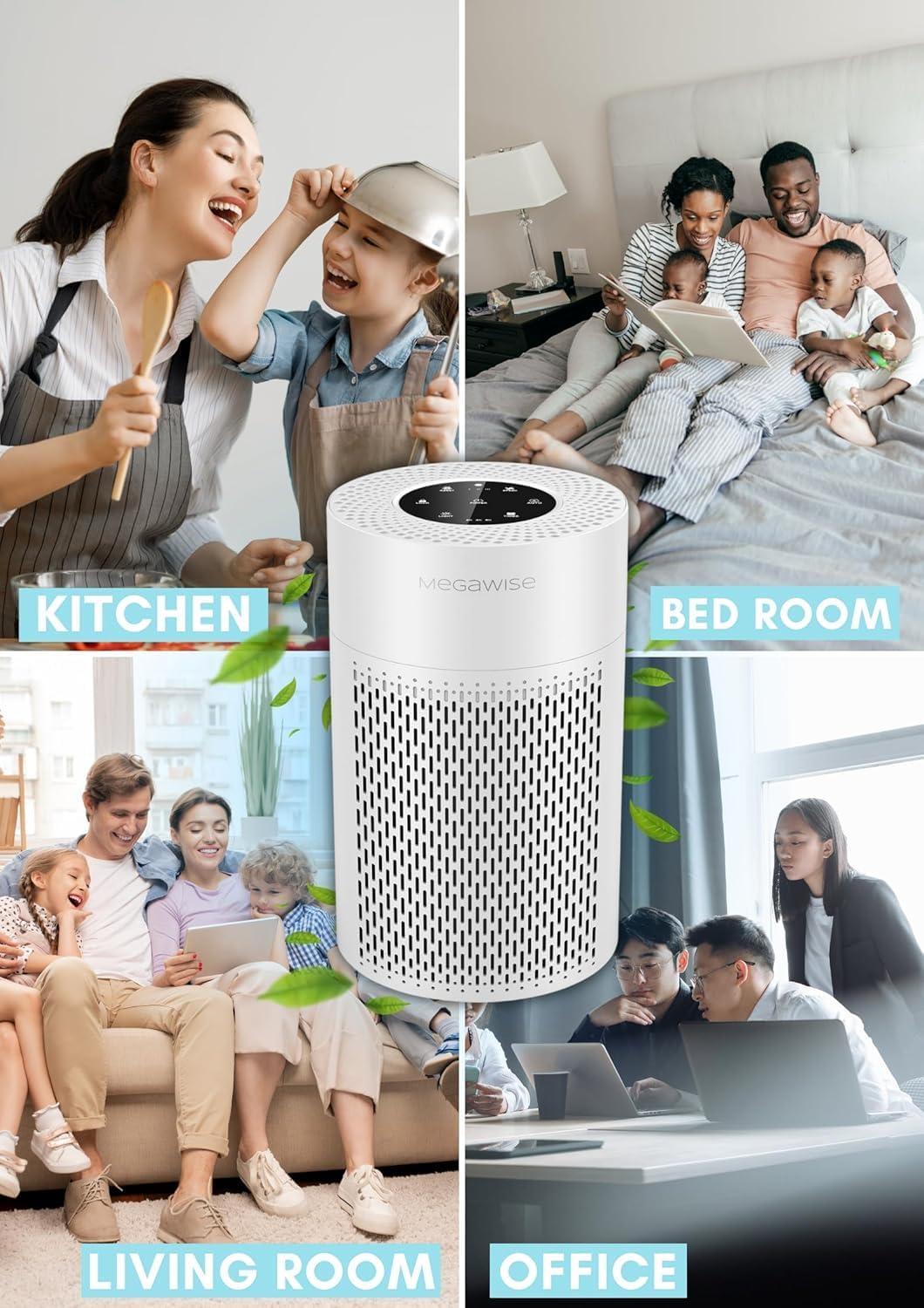 Compact White HEPA Air Purifier with Odor Absorbing Filter