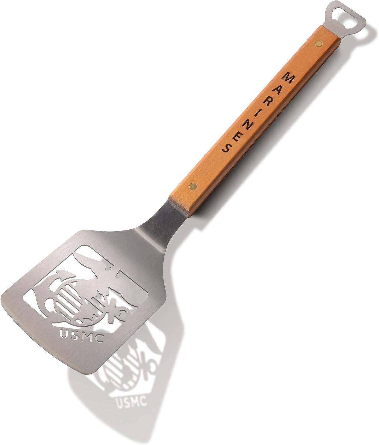 USMC Globe & Anchor Stainless Steel Grilling Spatula with Maple Handle