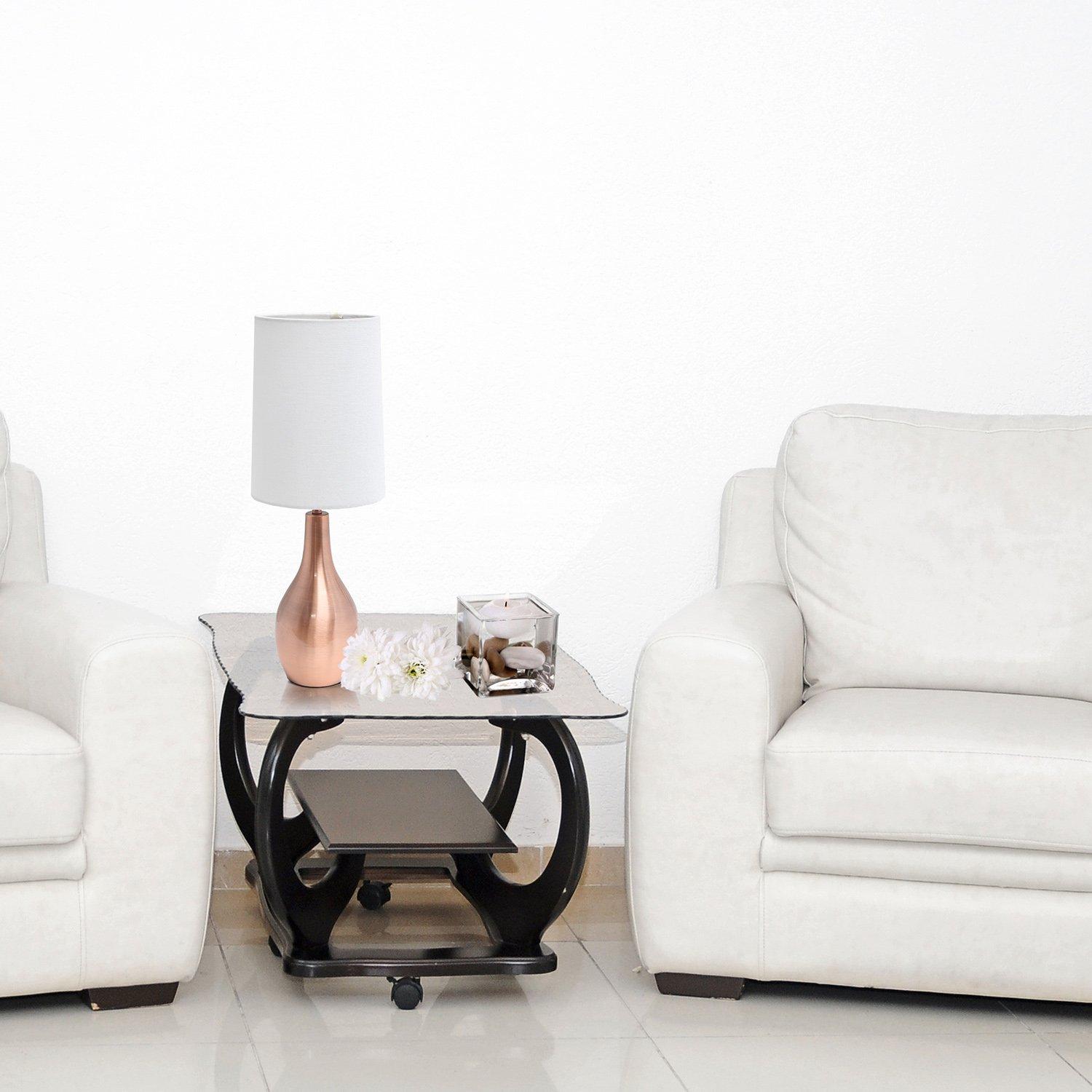 Simple Designs 1-Light Tear Drop Table Lamp Rose Gold: Bedroom, Accent Table, No Assembly Required