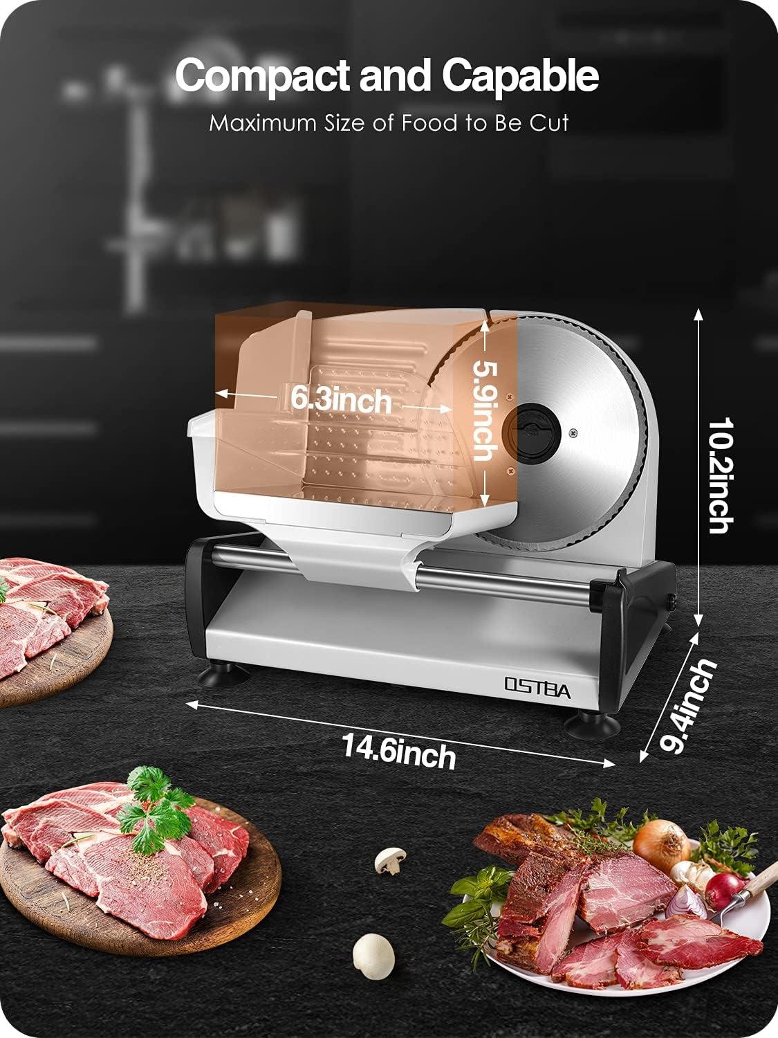 OSTBA 7.5'' Stainless Steel Semi-Automatic Meat Slicer with Safety Lock