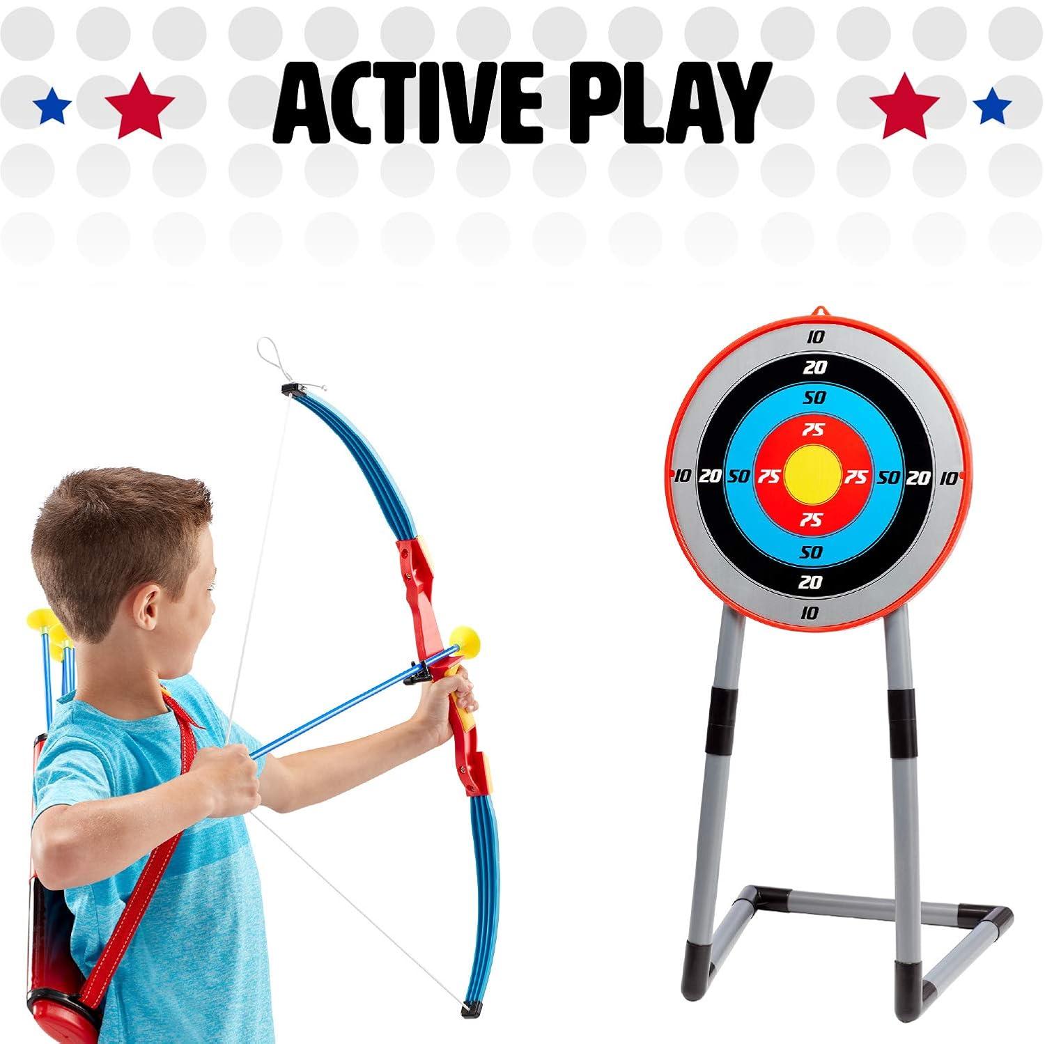 NSG Deluxe Bow & Arrow Archery Set for Kids - Toy Archery Bow with Large Freestanding Target, Suction Cup Arrows, and Quiver - Toys for Children Above 6 Years of Age