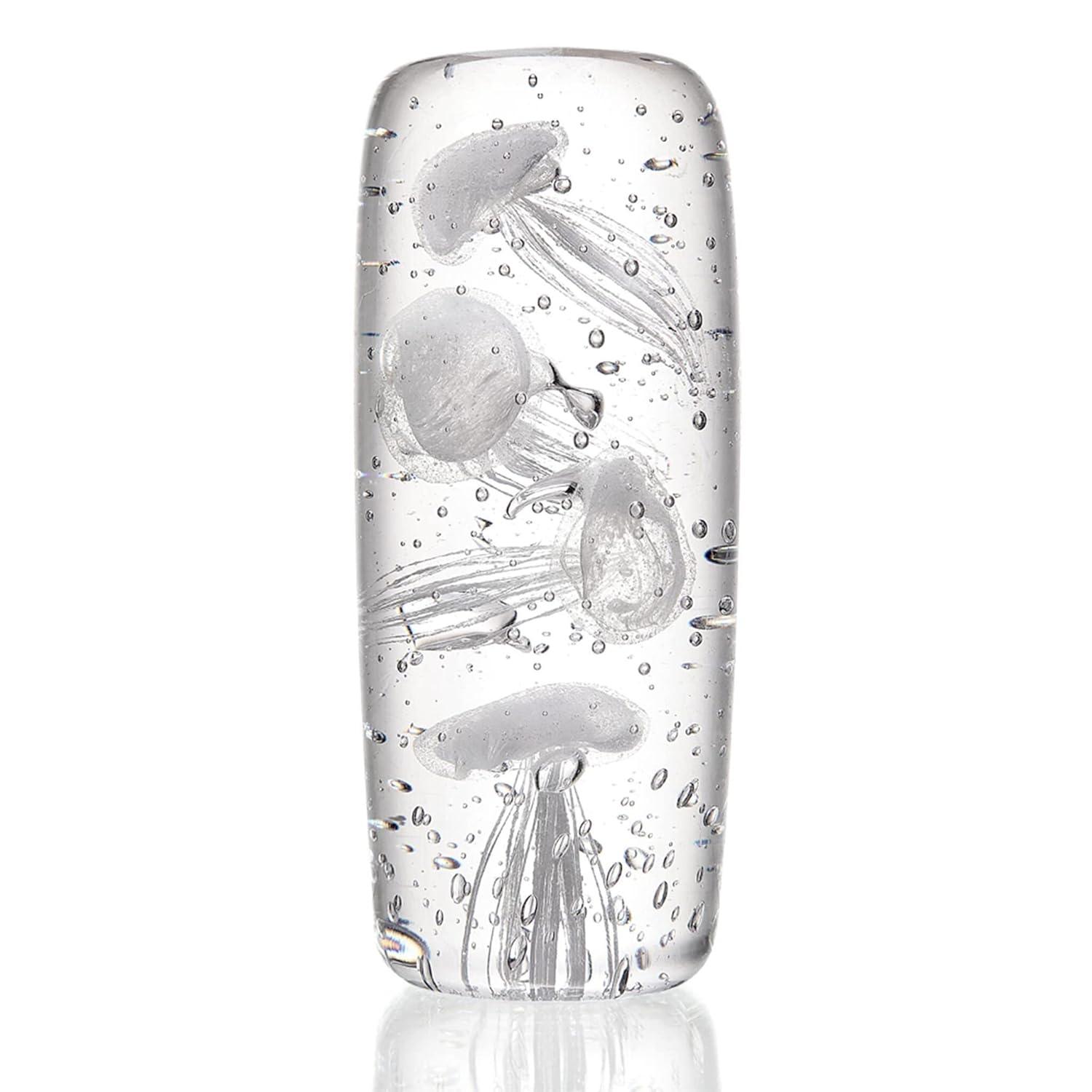 SPI Home 58011 Clear Jellyfish Quartet Glow in The Dark 6.5 x 2.5 Art Glass Table Top Figurine Décor
