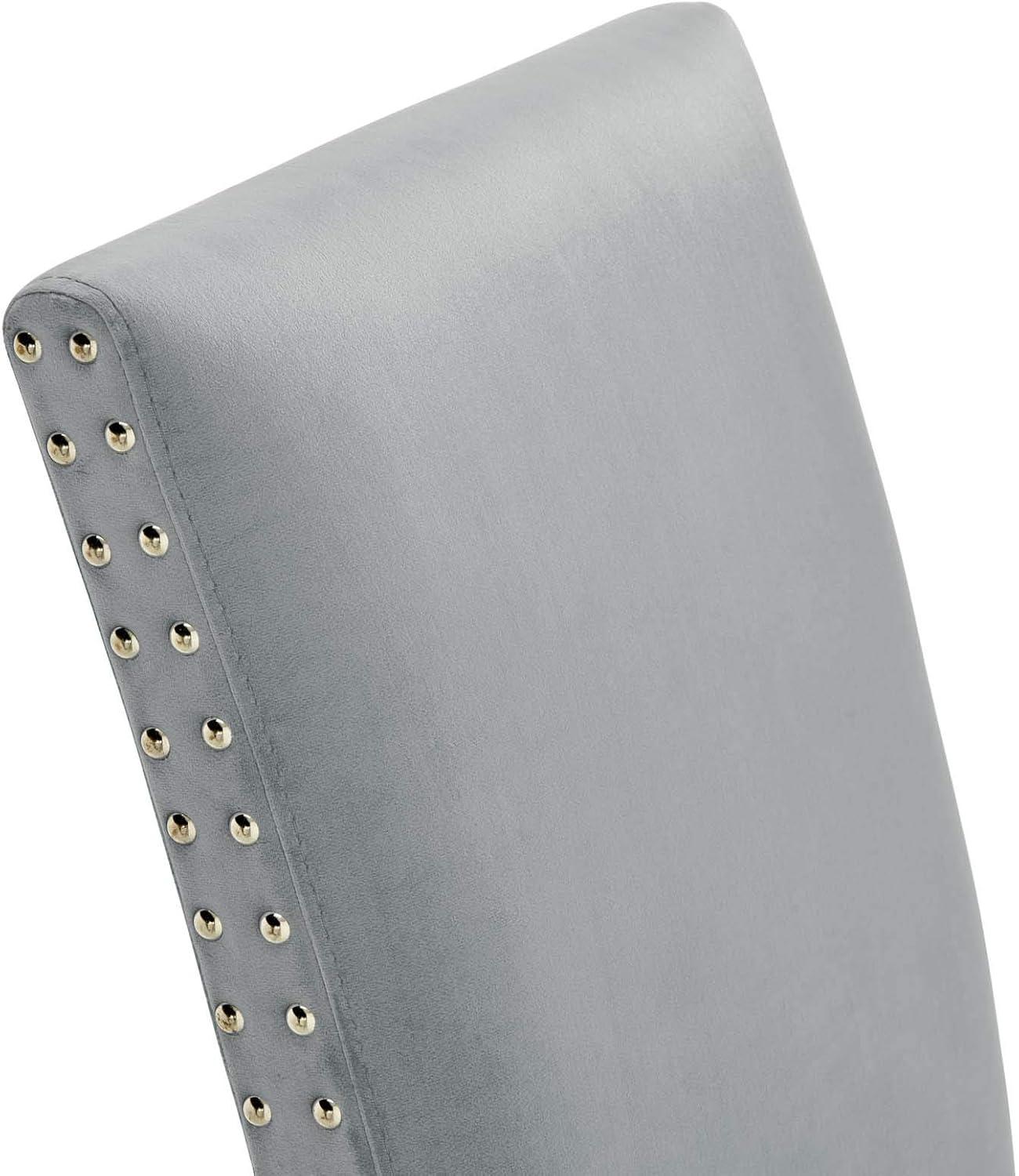 Modway Silver Orchid Lind Velvet Nailhead Trim Dining Side Chairs