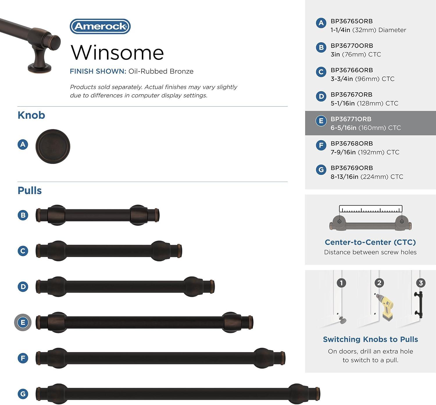 Winsome 6-5/16 in (160 mm) Center-to-Center Cabinet Pull