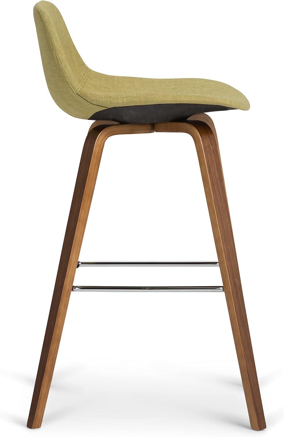 Mid-Century Modern Bentwood Counter Stool in Acid Green Linen Look