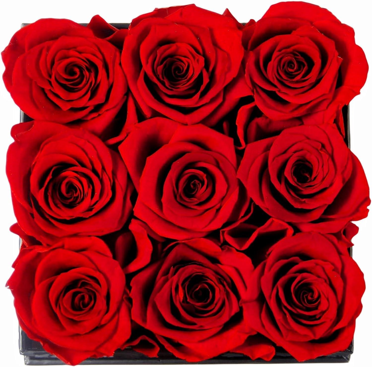Forever Rose Flowers for Delivery Prime - 9pcs Preserved Fresh Roses, Genuine Roses That Last for Years, for Birthday Gifts for Women, Valentines Day, and Mother's Day