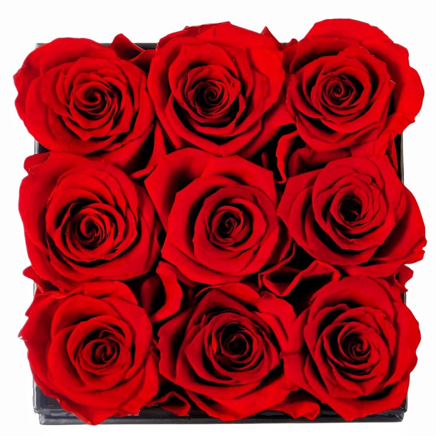 Forever Rose Flowers for Delivery Prime - 9pcs Preserved Fresh Roses, Genuine Roses That Last for Years, for Birthday Gifts for Women, Valentines Day, and Mother's Day