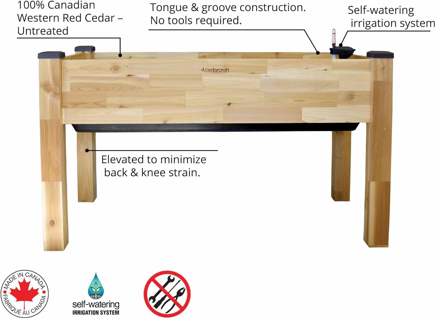 Self-Watering Elevated Cedar Raised Garden Bed Planter