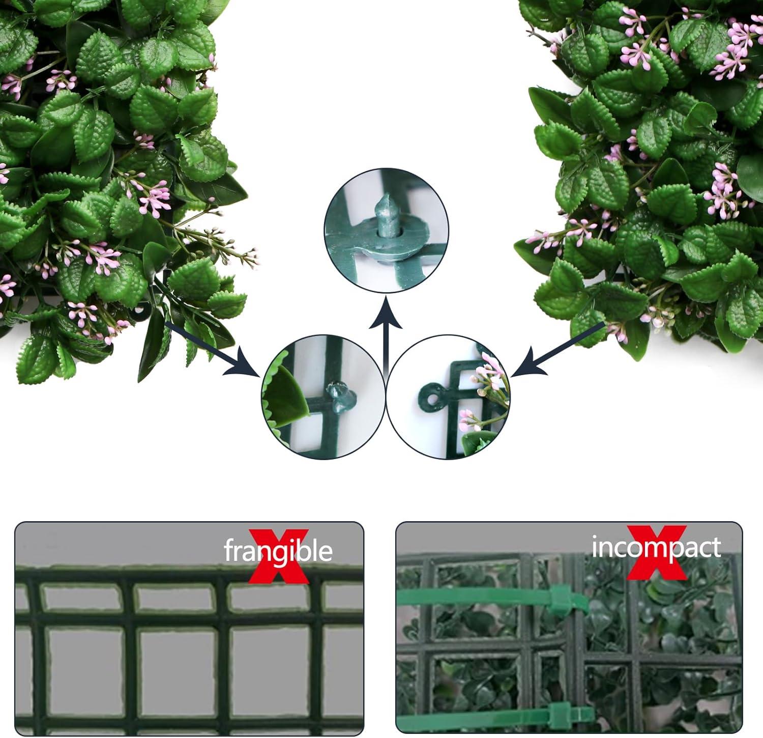 MAXAYA Artificial Hedge Wall Panels,8Pcs10"X10"Greenery Wall Backdrop,P...