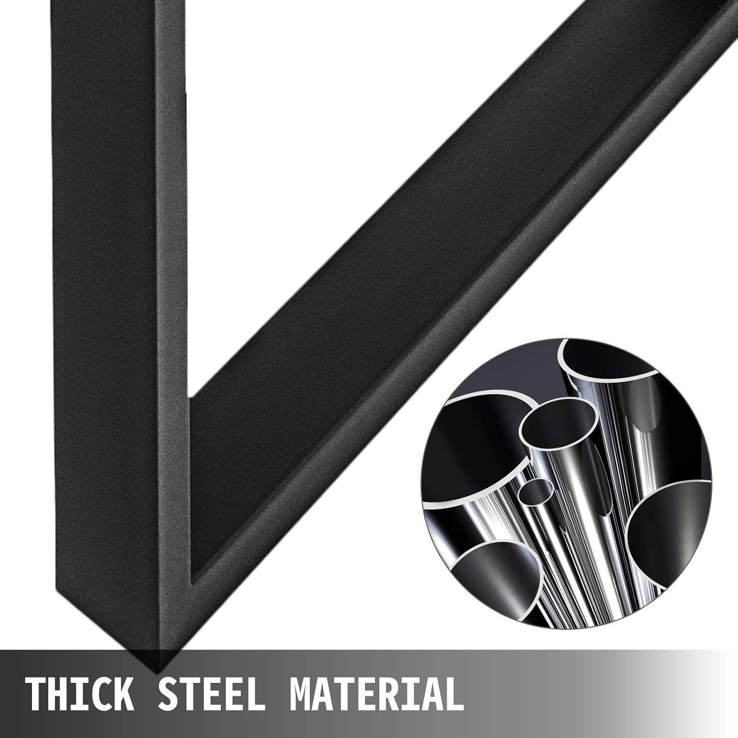 VEVOR Set of 2 Steel Table Legs, 28'' Height 24'' Wide, Heavy Duty 3.1'' Width Box Section Square, 28x24x3.1 Inch Black Industrial Country Style Dining Legs