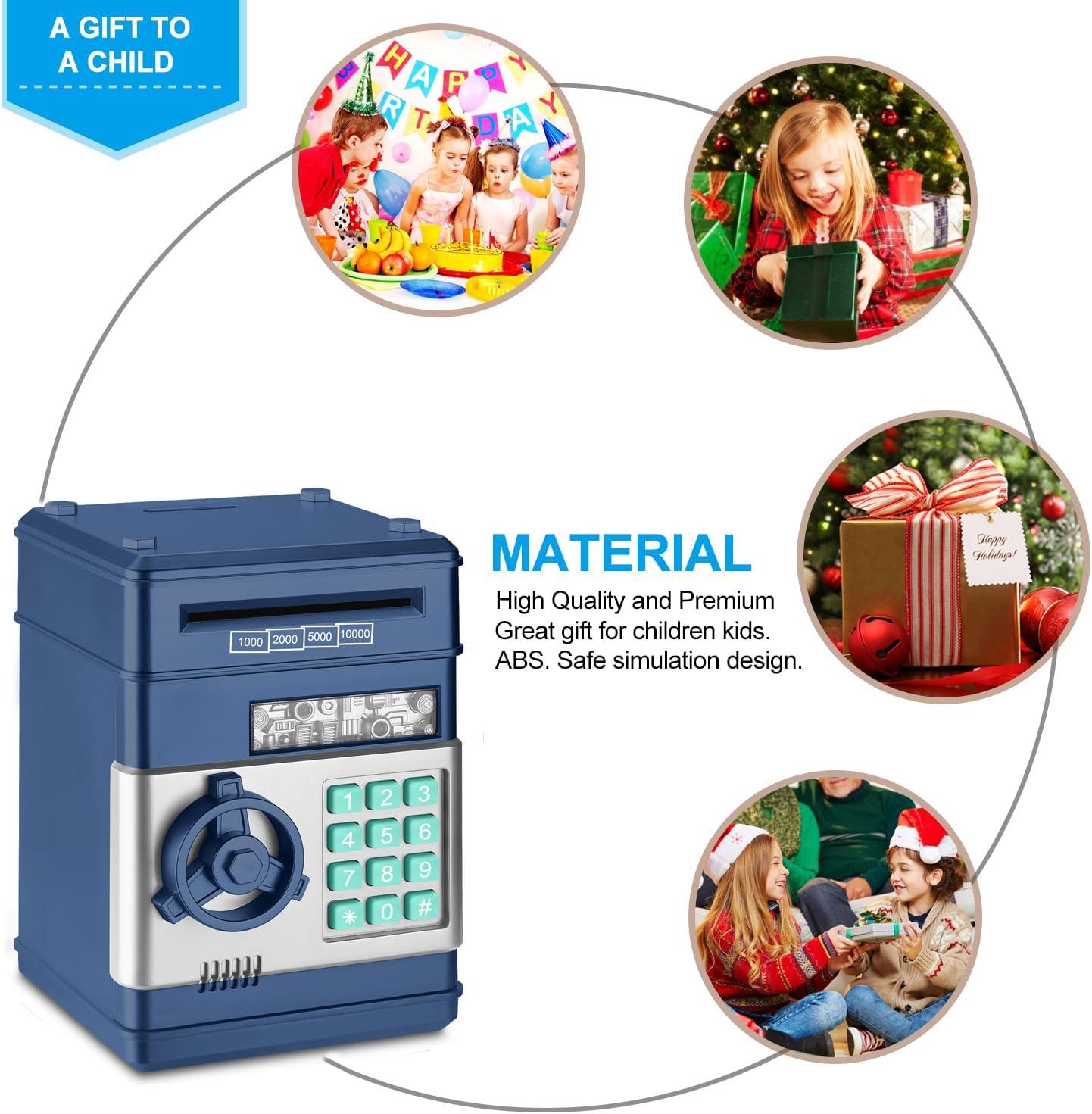 Lvelia Piggy Bank Cash Coin Can ATM Bank Electronic Coin Money Bank for Kids, Money Savings Box Large ATM Coin Bank Toys Gifts for 3-12 Year Old Boys Girls